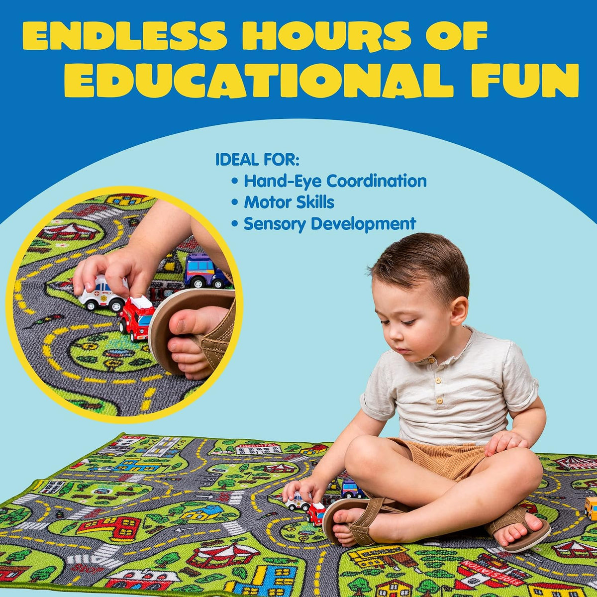 JOYIN - Alfombras de juego para niños con juego de 12 vehículos de...