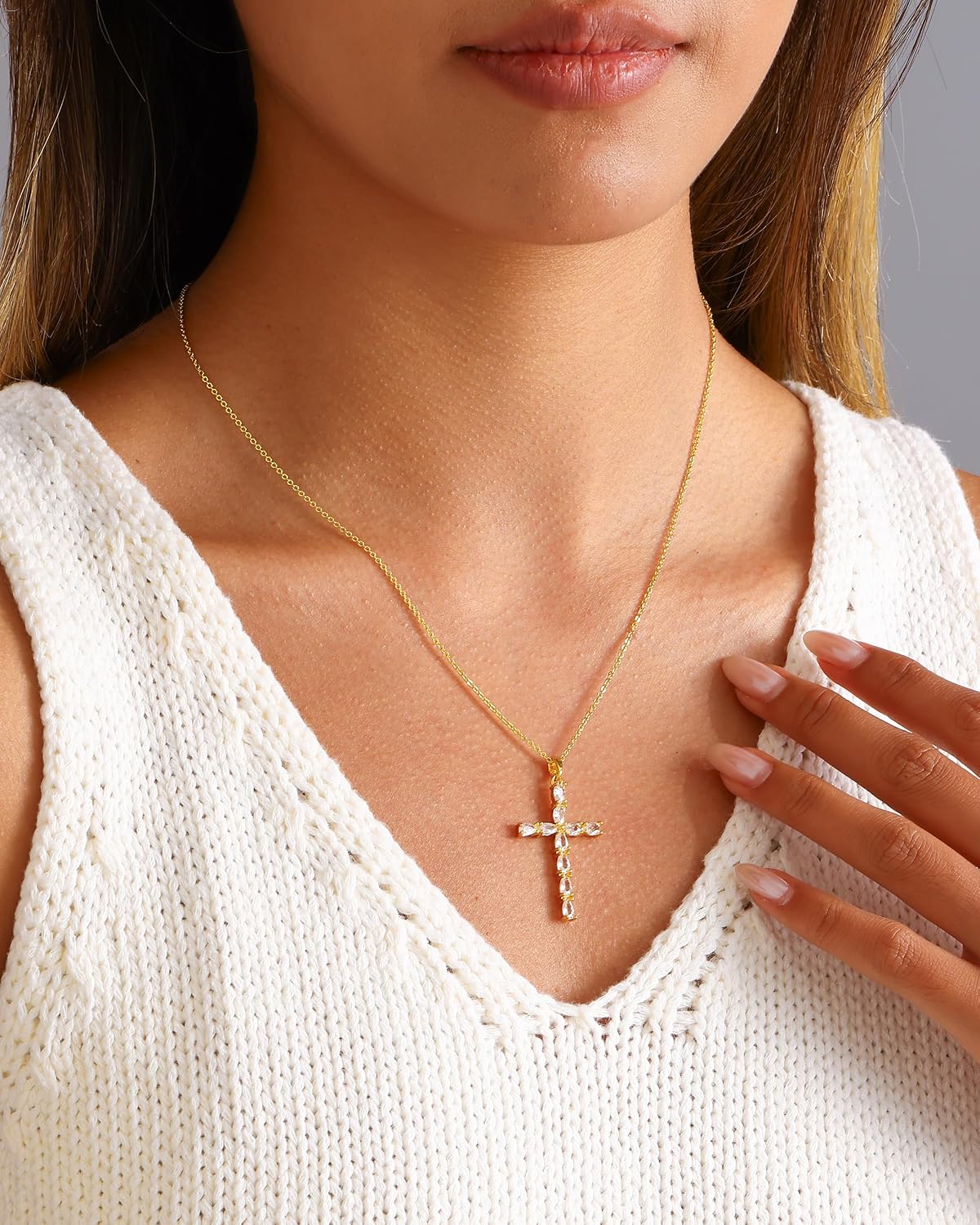 Solistra Collar de Cruz para Mujer, Collar con Colgante de Cruz de...
