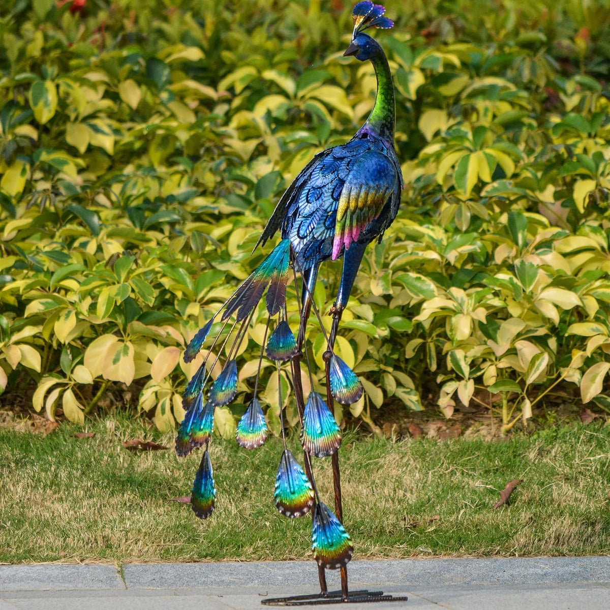 TERESA'S COLLECTIONS - Pavo real de metal de 35 pulgadas, decor...