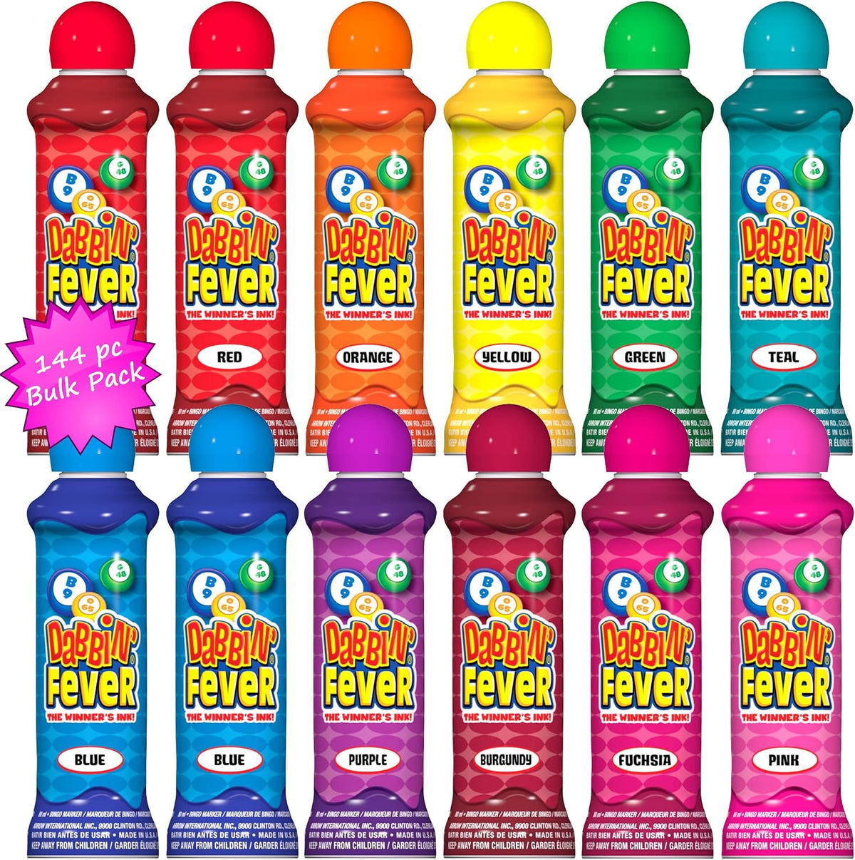 Dabbin' Fever Bingo Daubers - Estuche a granel - 144 Daubers (1...