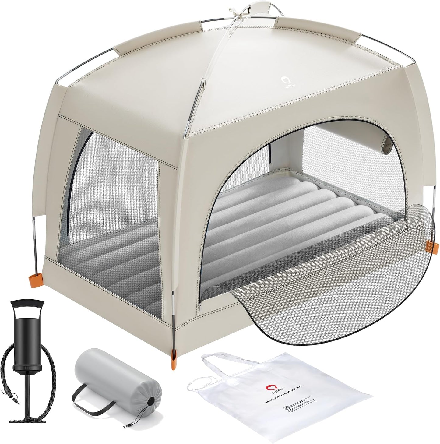 QPAU Cama de viaje inflable para niños pequeños con tienda \u2013 C...