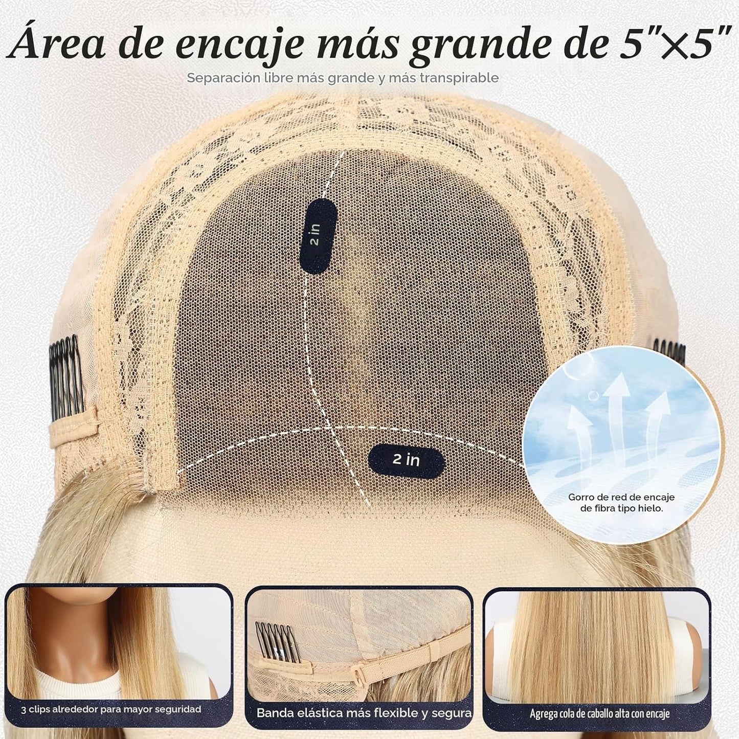starluck Pelucas de cabello humano con encaje frontal, pelucas de c...