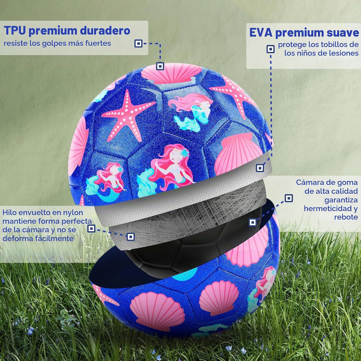 Balones de fútbol Champhox talla 3 para niñas y niños pequeños de 3...