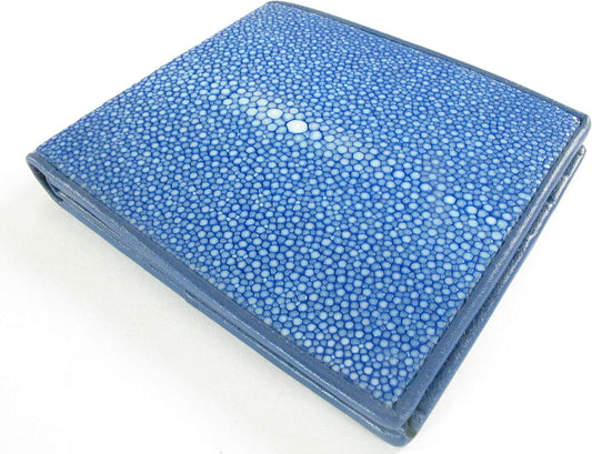 Pelgio Cartera plegable de cuero de piel de Shagreen pulido genuino...