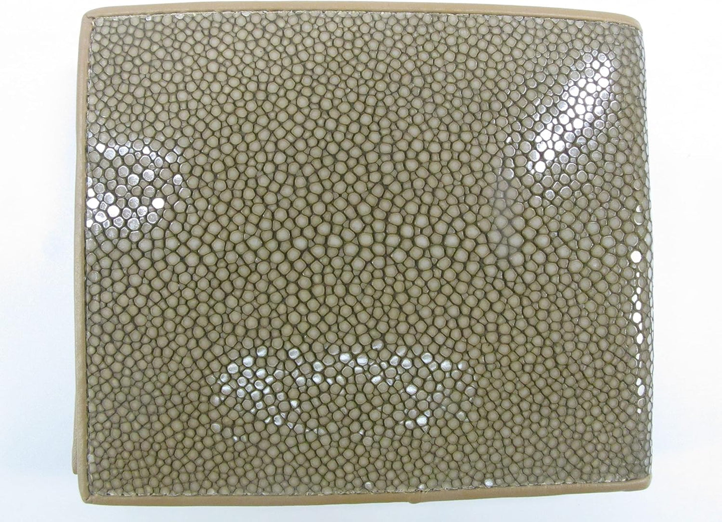 Pelgio Cartera plegable de cuero de piel de Shagreen pulido genuino...