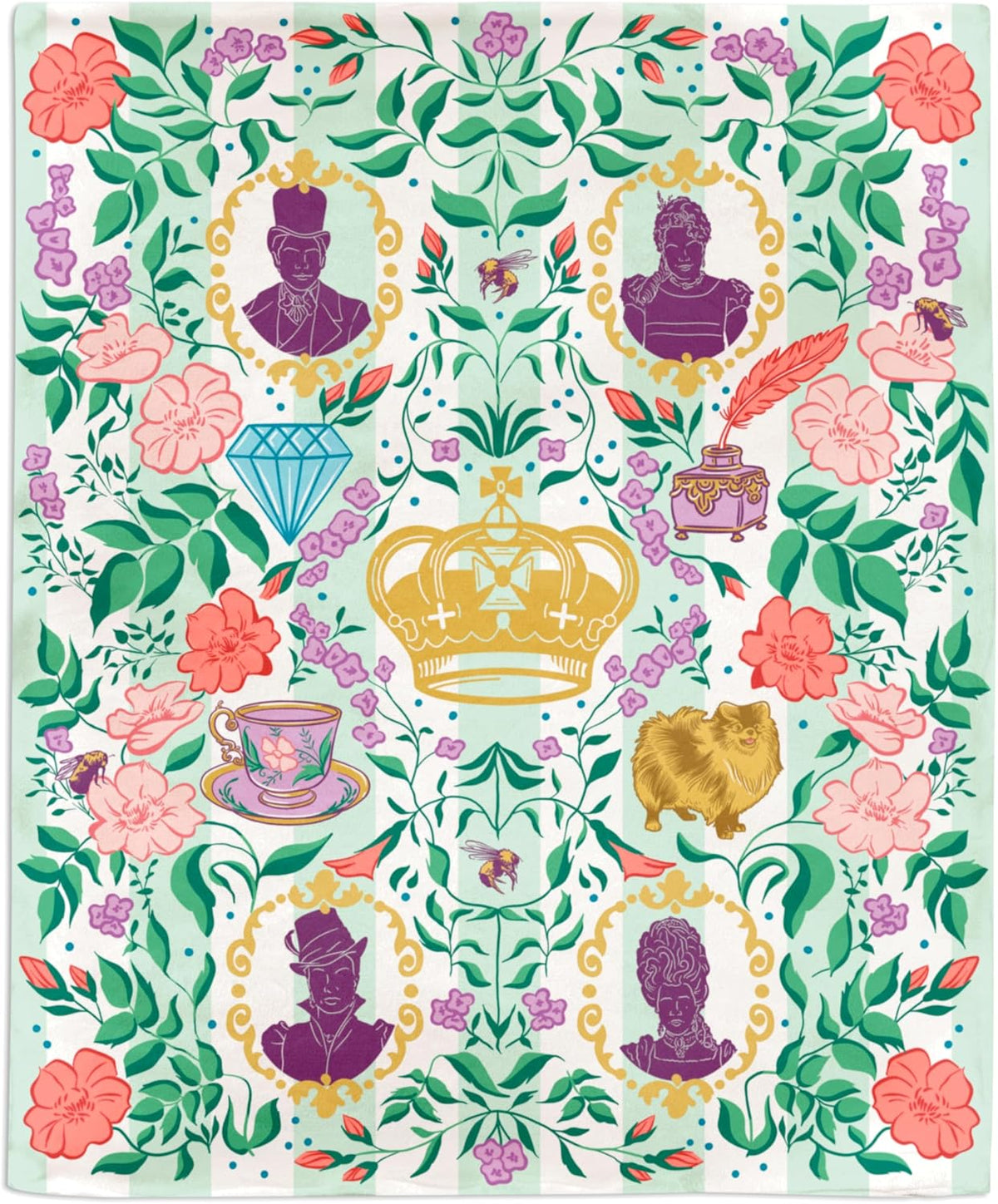 Hallmark Bridgerton - Manta (50 x 60 pulgadas), diseño floral verde...