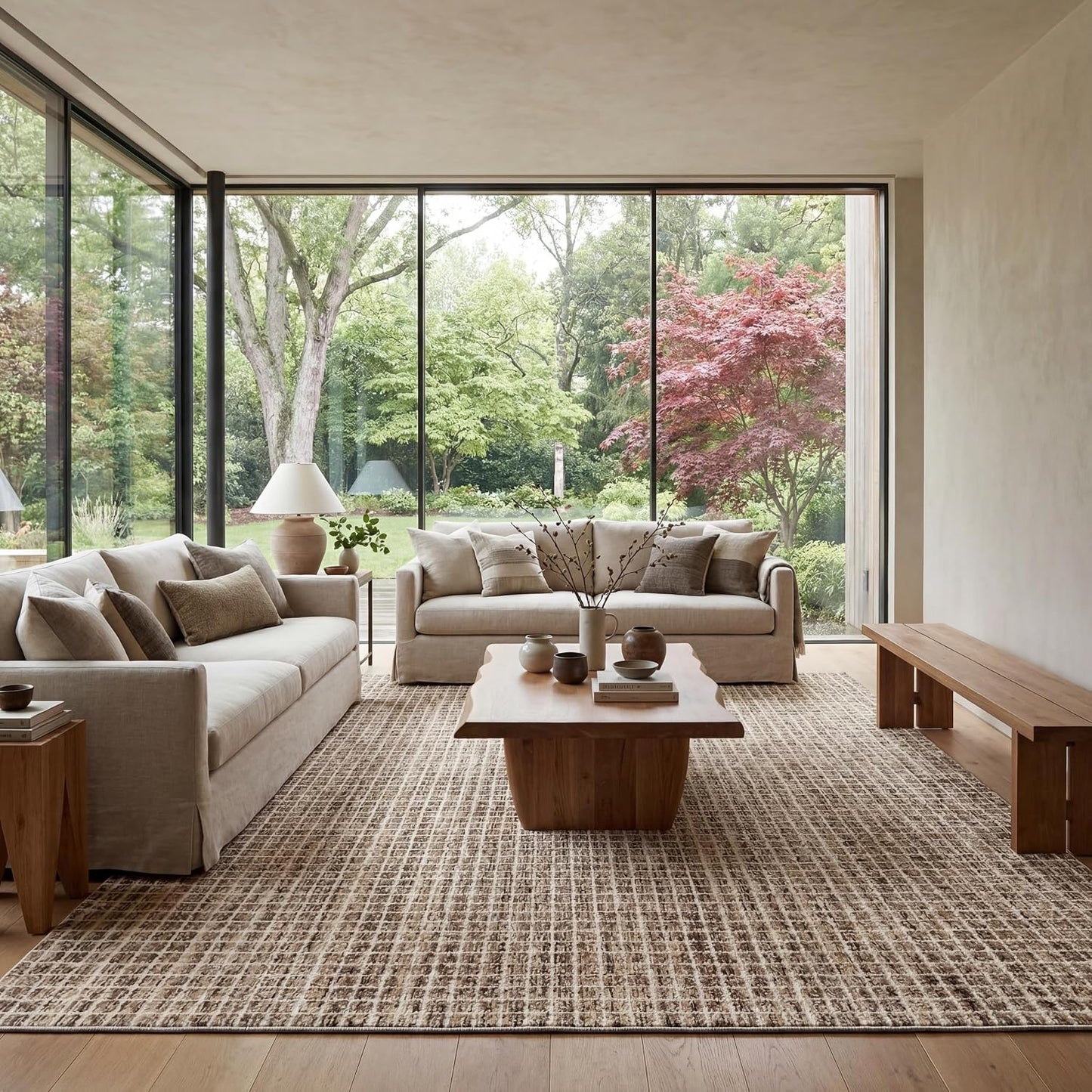 Rugs USA Melrose Marrón\/Marfil, 2.59 m x 3.51 m, Hecho a mano, Lan...