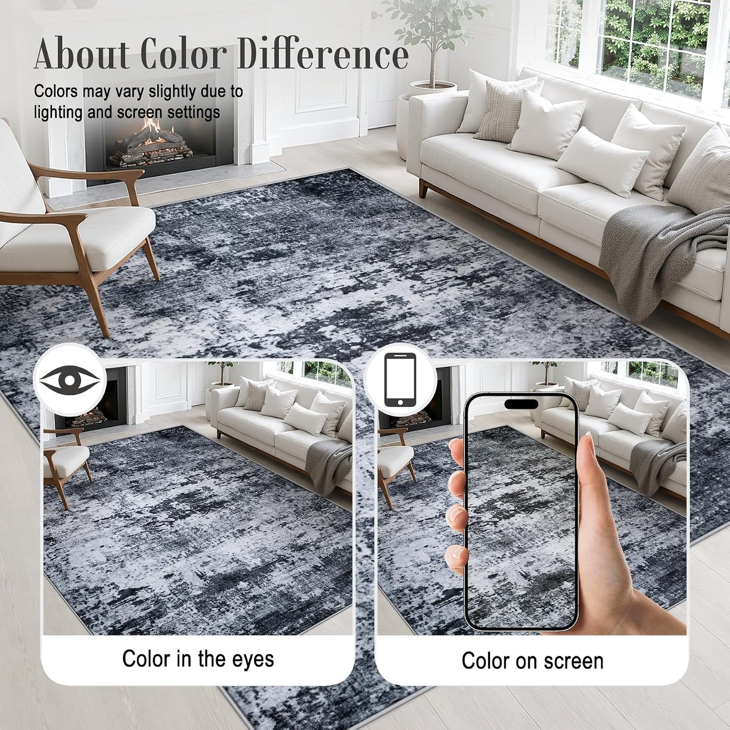 Alfombra de Área 8x10 pies para Sala de Estar: Alfombra Lavable Mod...