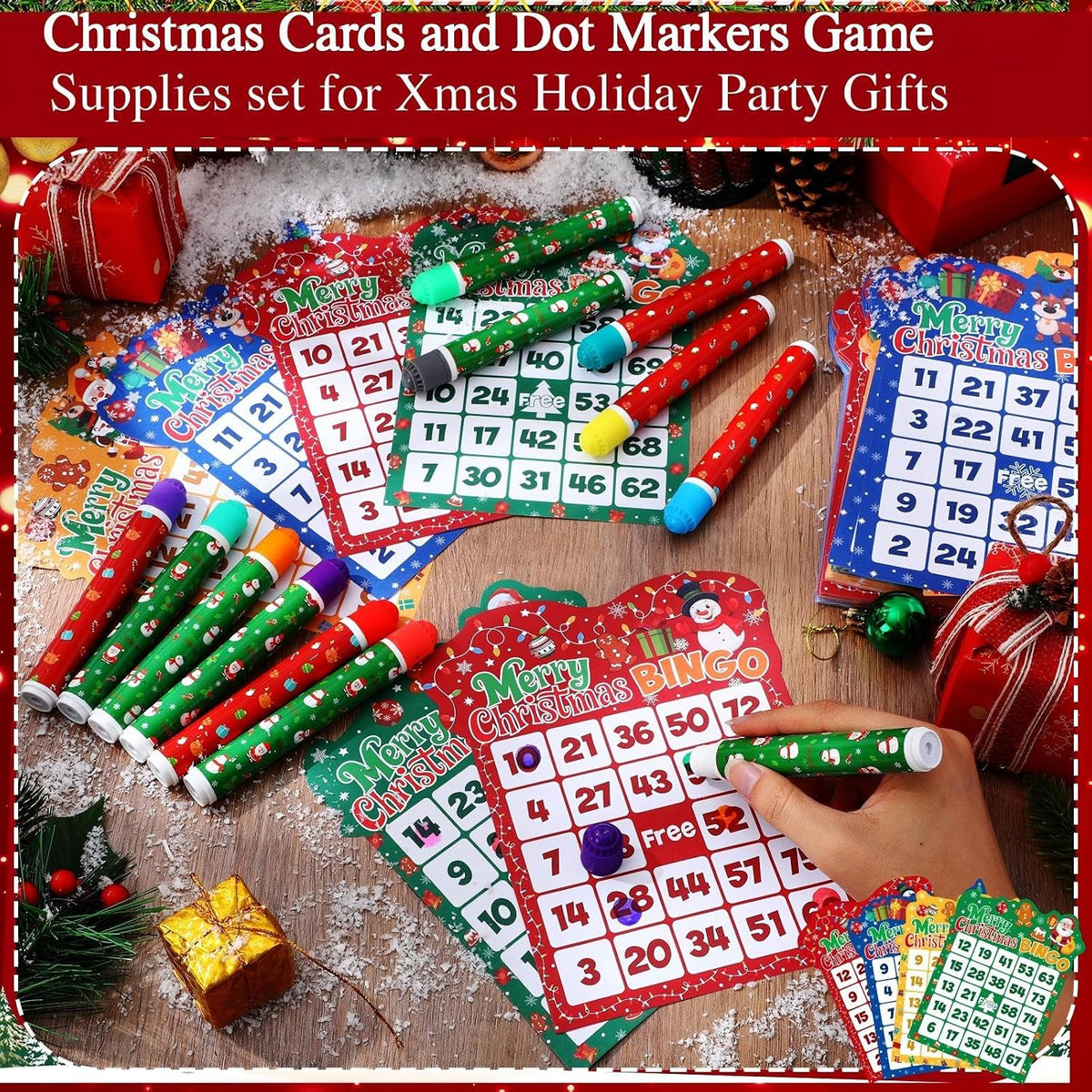 Eersida Paquete de 192 tarjetas de juego de bingo de Navidad y jueg...