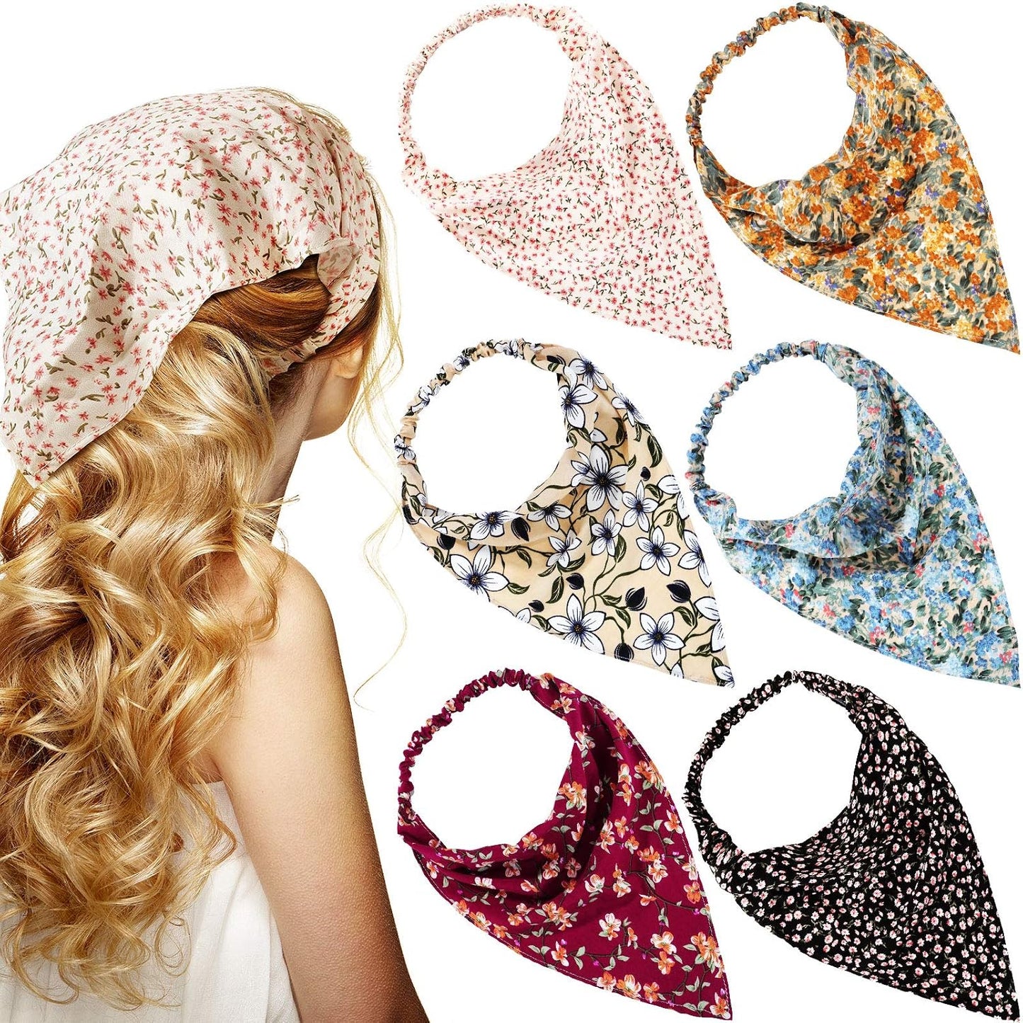Syhood 6 bandanas florales para el cabello para mujeres y niñas, bu...