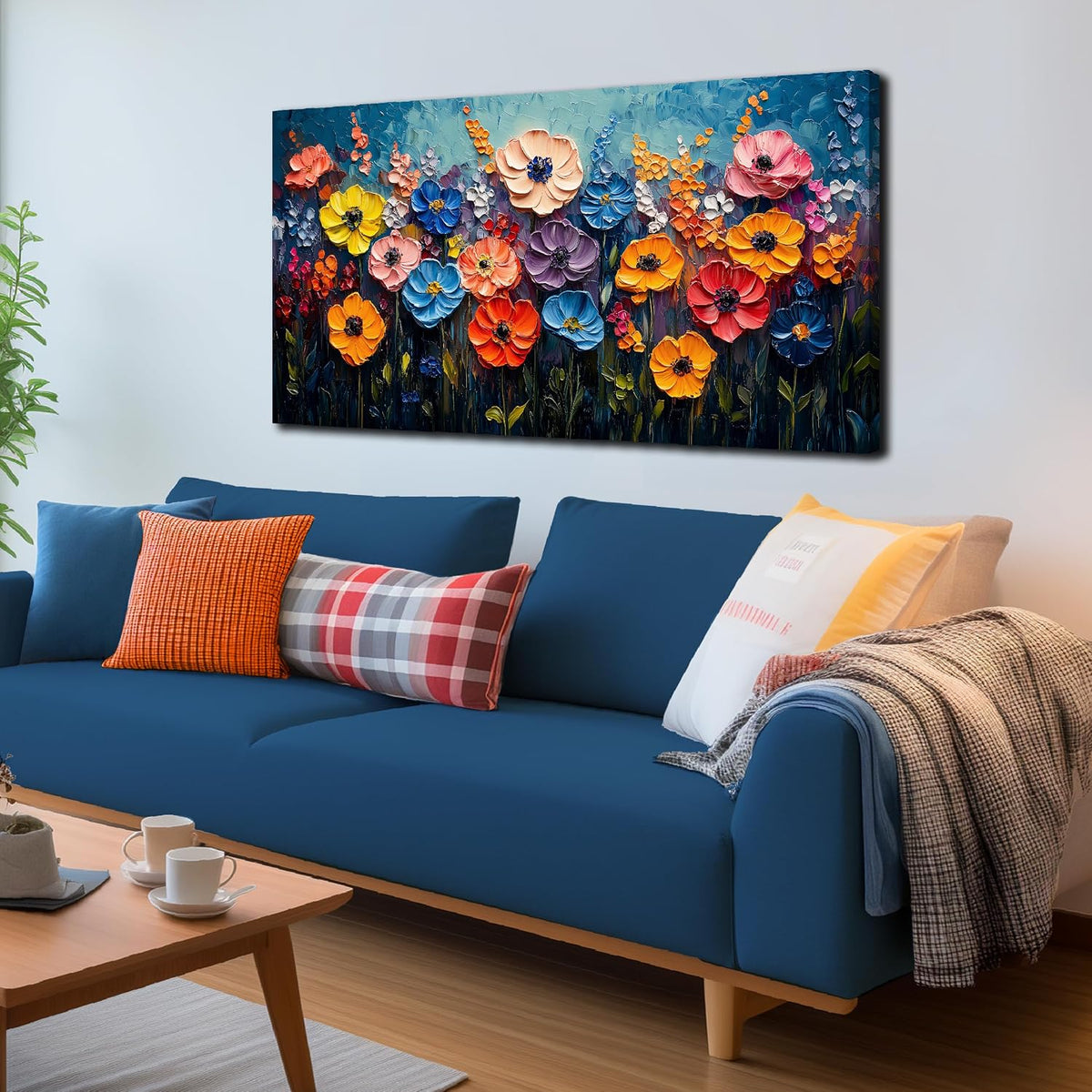 MDHKVPM Lienzo decorativo de pared con estampado floral para dormit...