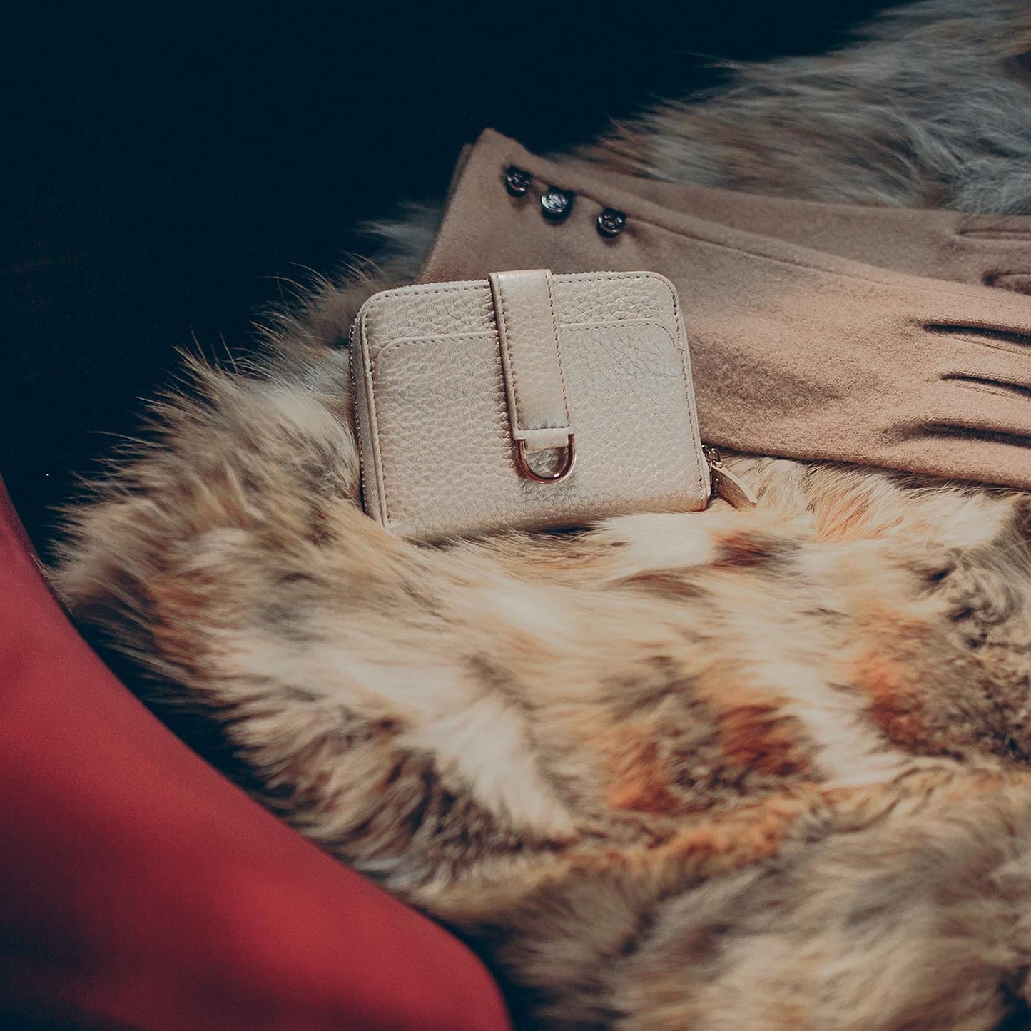 Vaultskin Cartera pequeña para mujer, tarjetero de cuero con bloque...