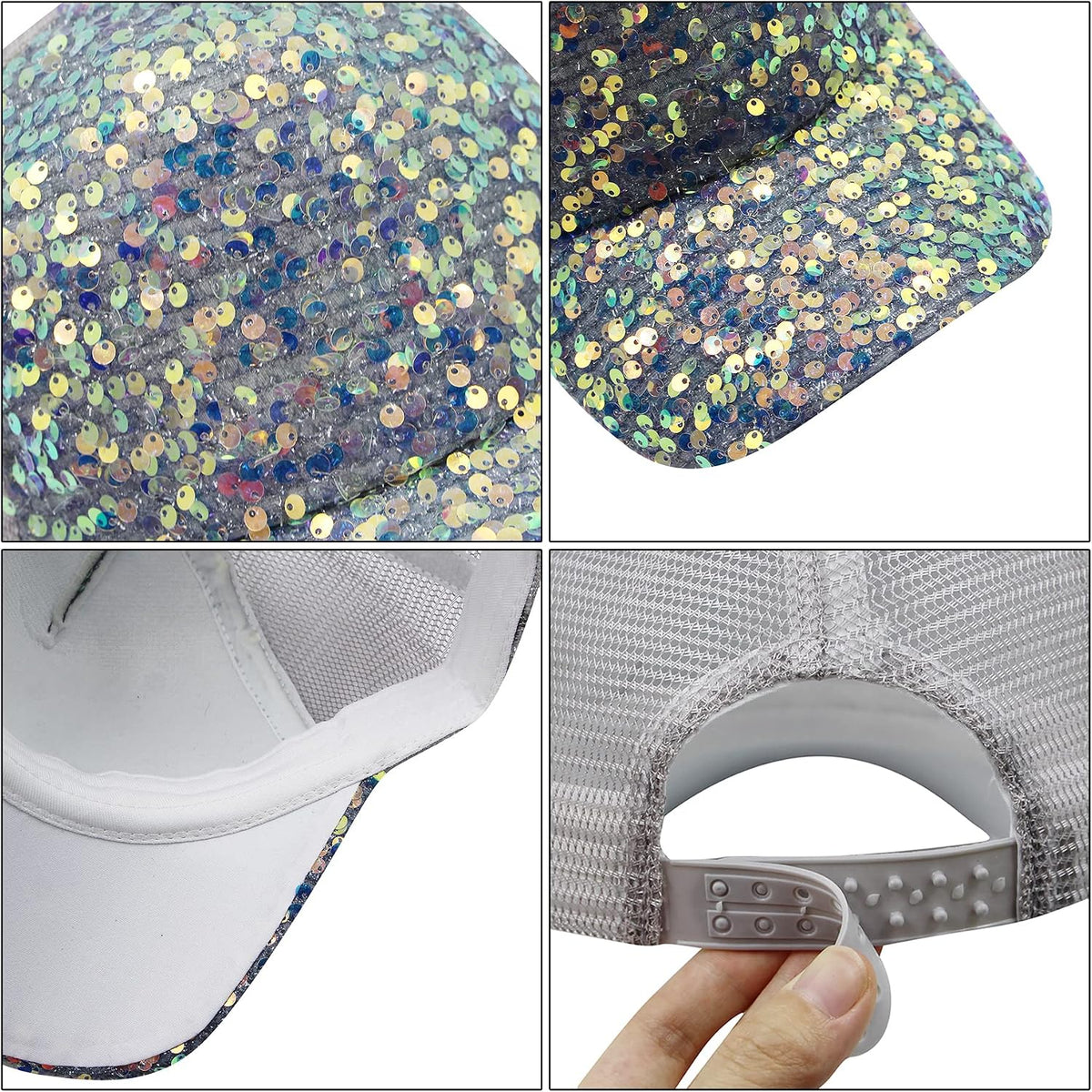 BOLLEY JOSS Gorra de béisbol con lentejuelas para mujeres y niñas,...