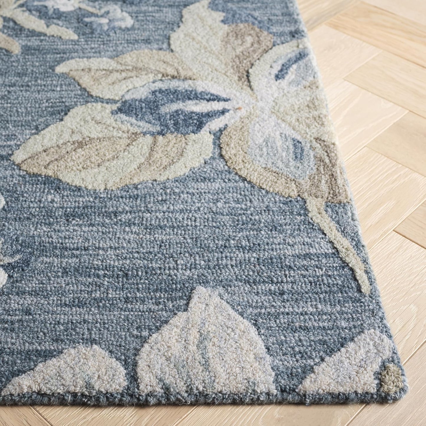 SAFAVIEH Alfombra Jardin 8x10, lana hecha a mano, grande, azul y be...