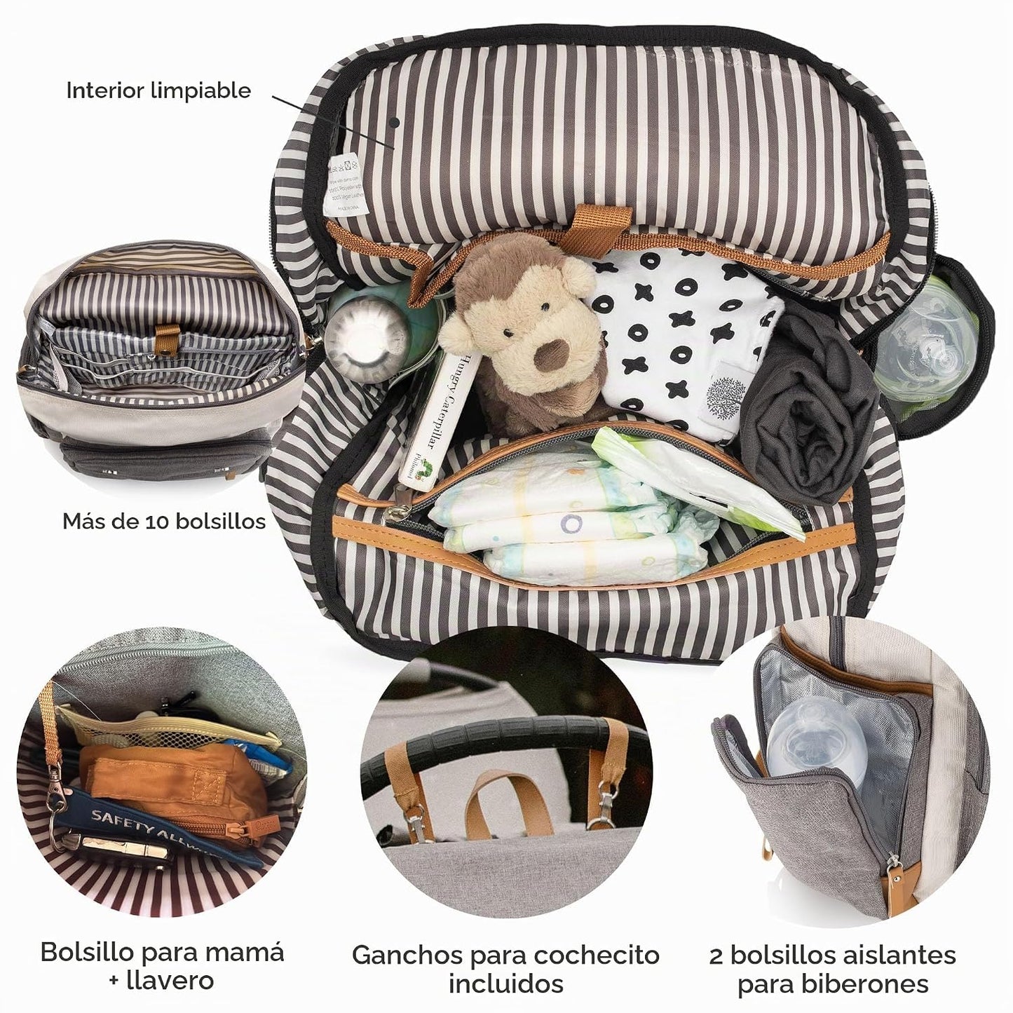 Parker Mochila para Pañales de Bebé - Bolsa de Pañales Grande con B...
