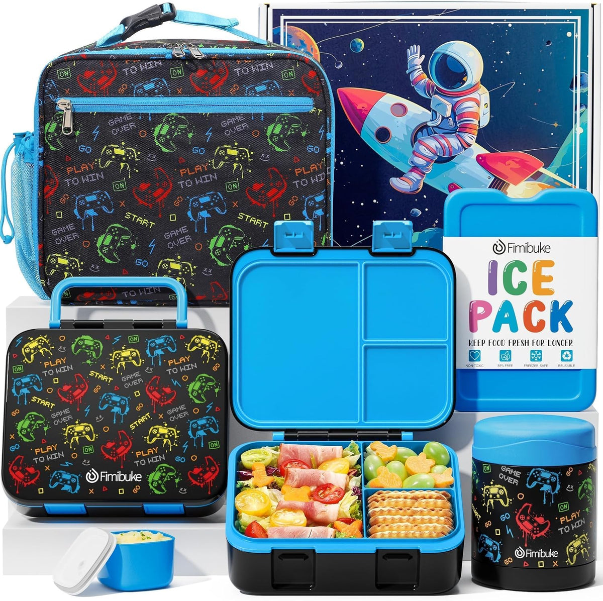 Fimibuke Lonchera Bento de 32 onzas para niños con termo de 12 onza...