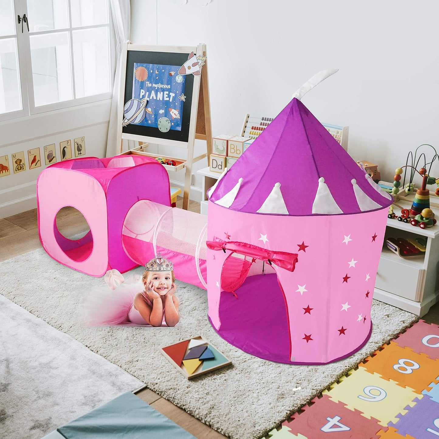 Regalo para niñas, tienda de campaña de princesa con túnel, castill...