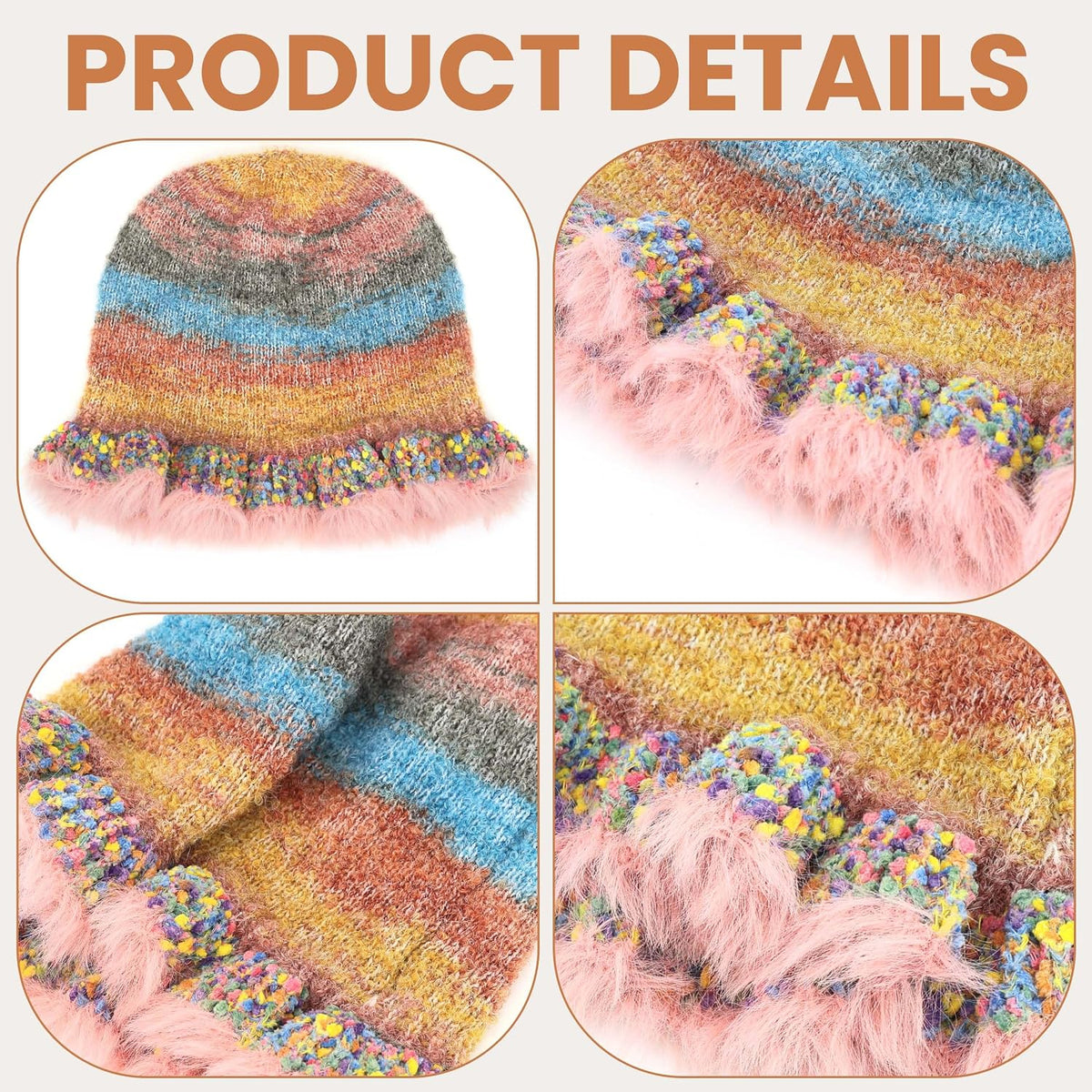 Busnos Gorros de ganchillo para mujer, gorro de moda para mujer, li...