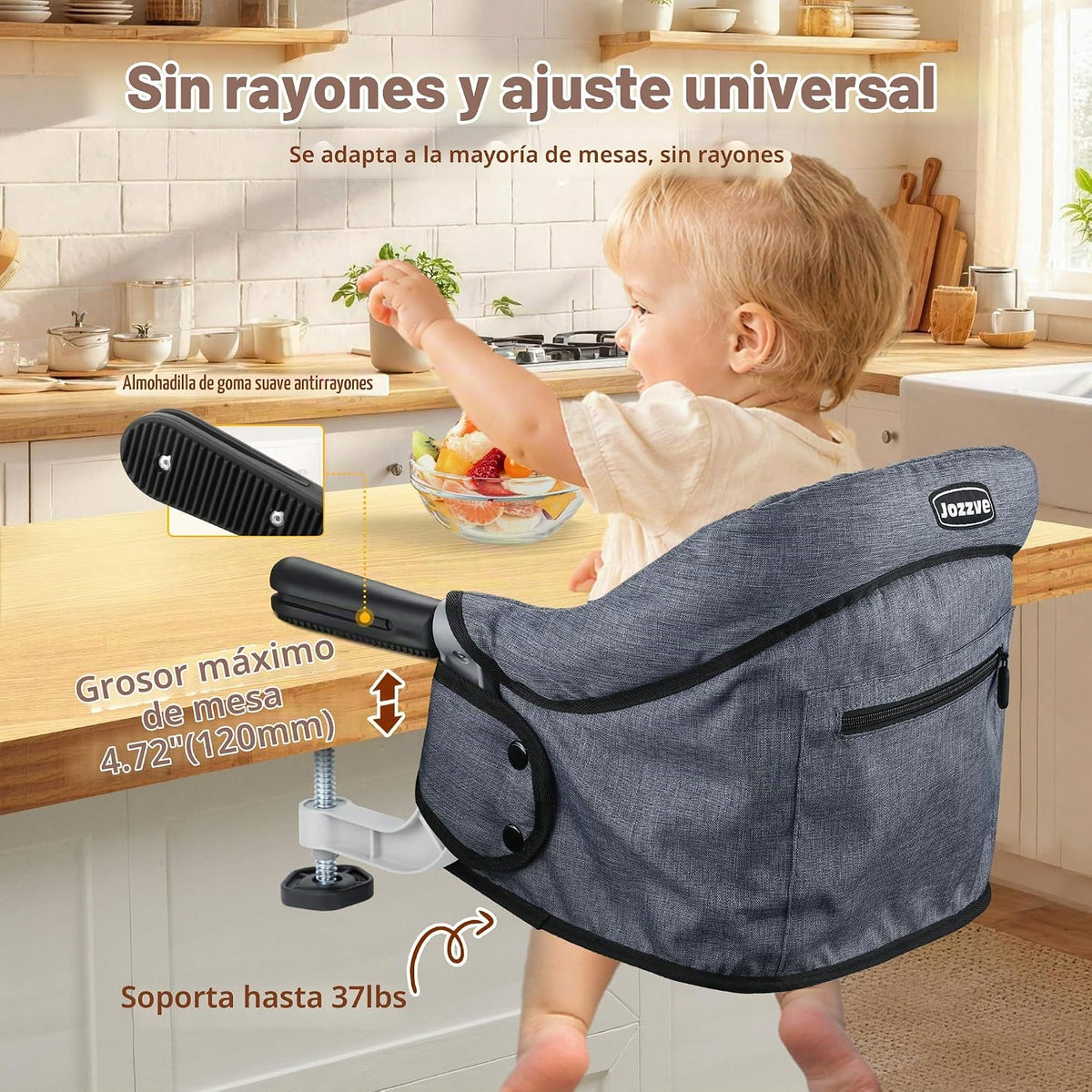 JOZZVE - Silla alta con gancho, asiento de alimentación portátil co...