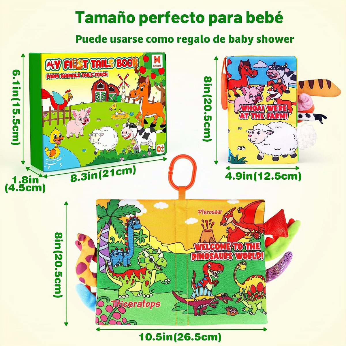 Helsort Libros Suaves para Bebés de 0-18 Meses, 2 Piezas Libro de T...