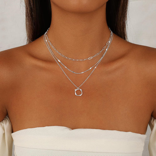 CAROVO Collar en capas de oro\/plata para mujer, chapado en oro\/pl...