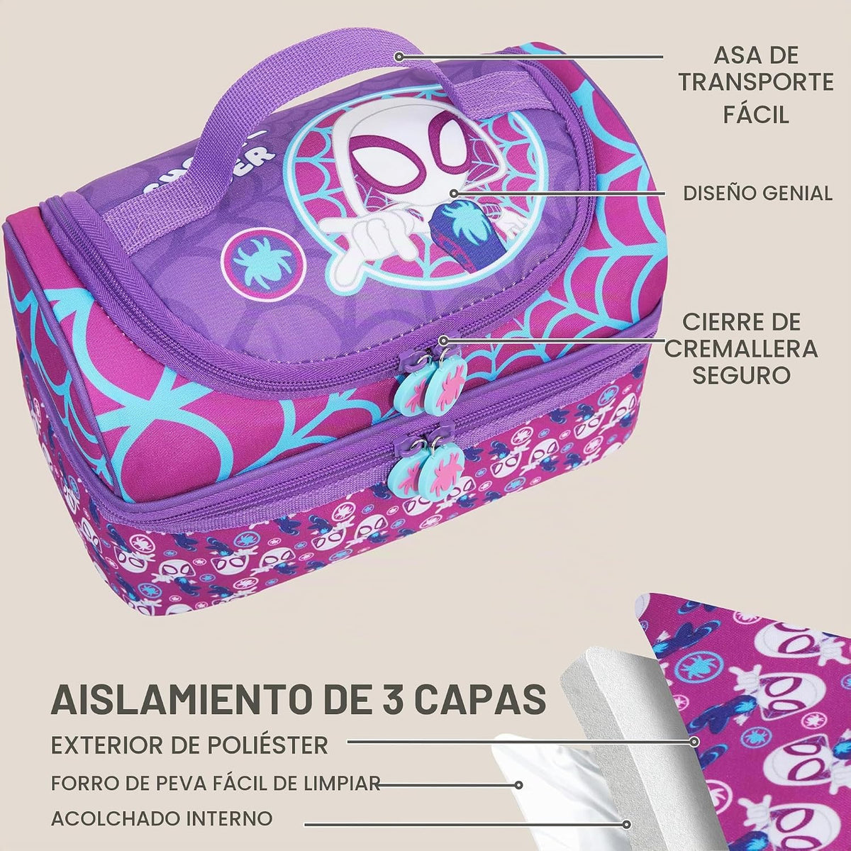 Get Trend Marvel Ghost Spider - Bolsa de almuerzo reutilizable con...
