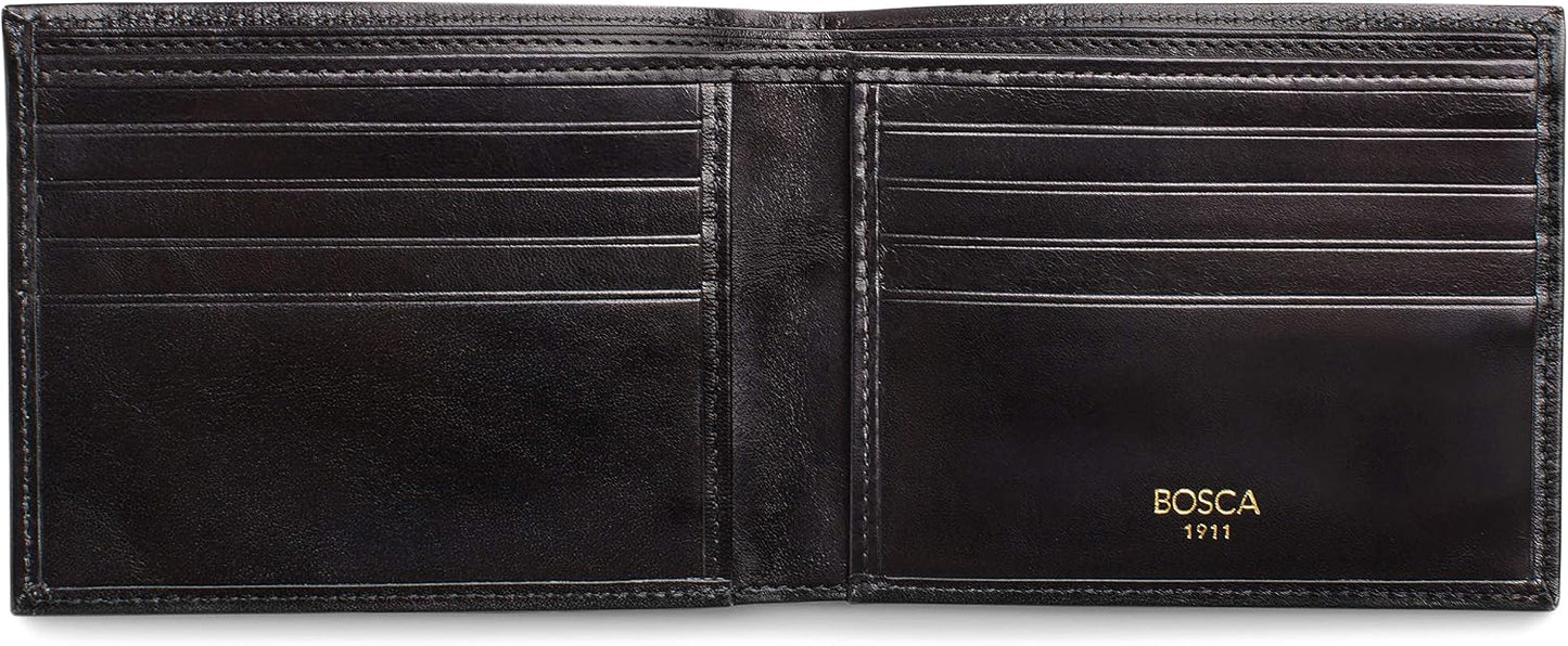 Bosca Cartera de 8 bolsillos para hombre en piel vieja - RFID, Negro -