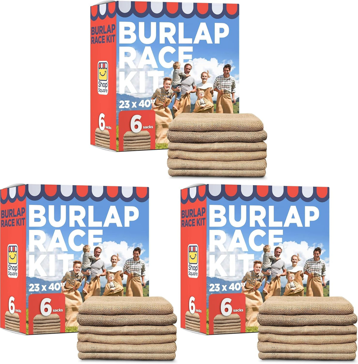 Shop Square Potato Sack Race Bags 23x40 - Juego de 6, divertidos sa...