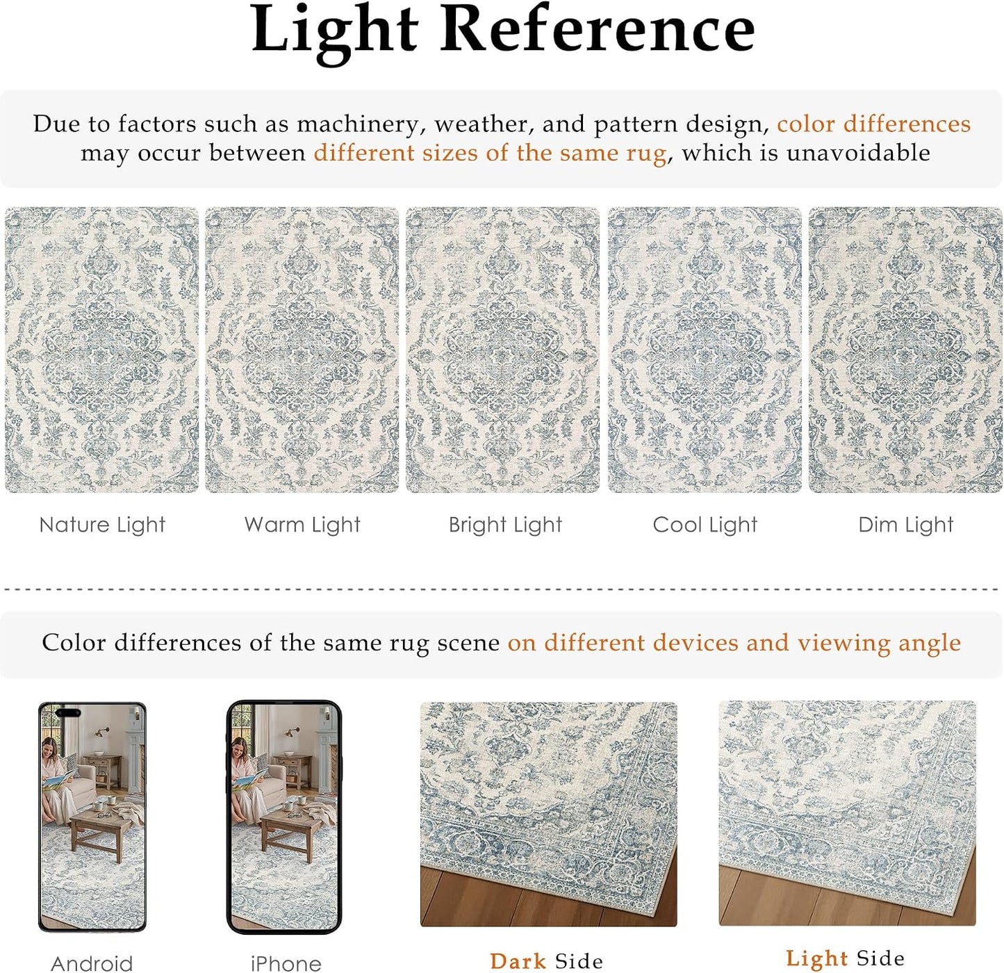 PureCozy Alfombra de área de 8 x 10 pies, color azul, lavable para...