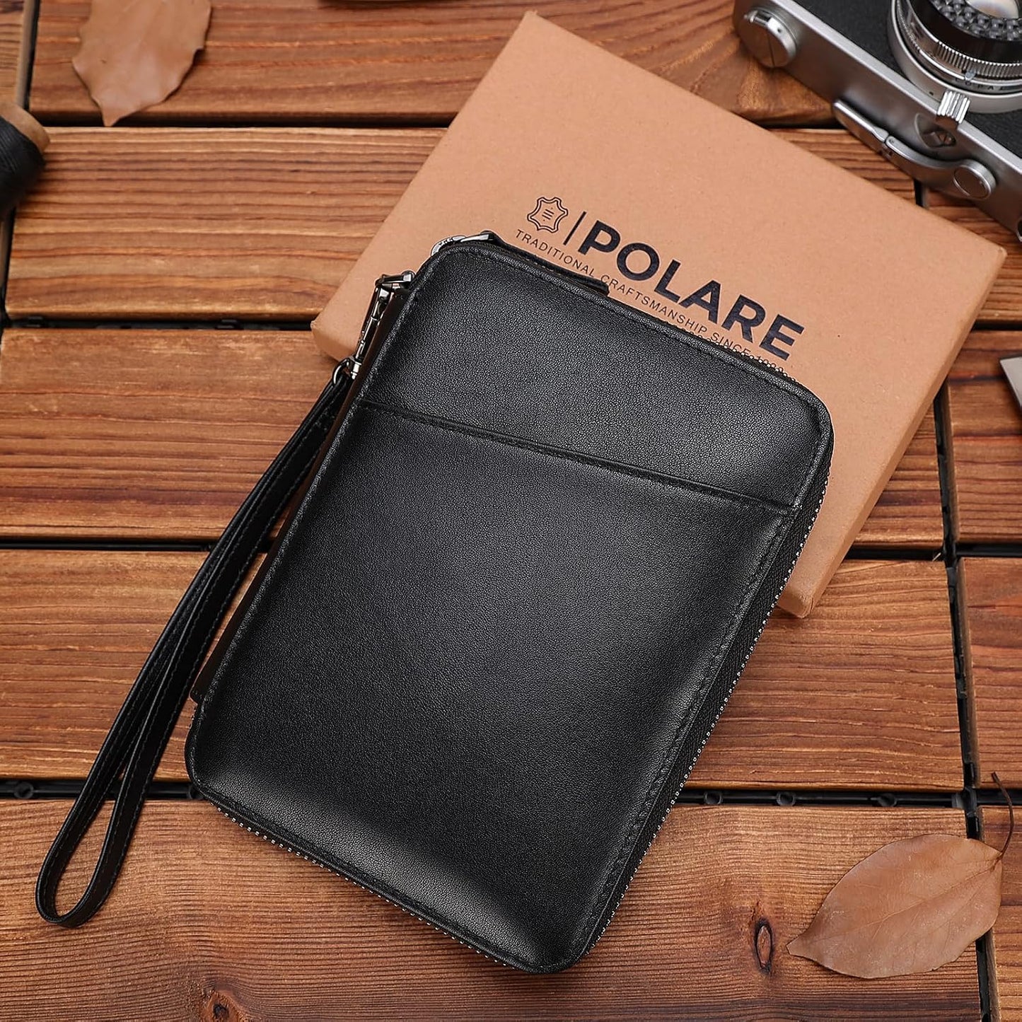 Polare - Cartera de piel napa, para pasaporte familiar, para 4 pasa...
