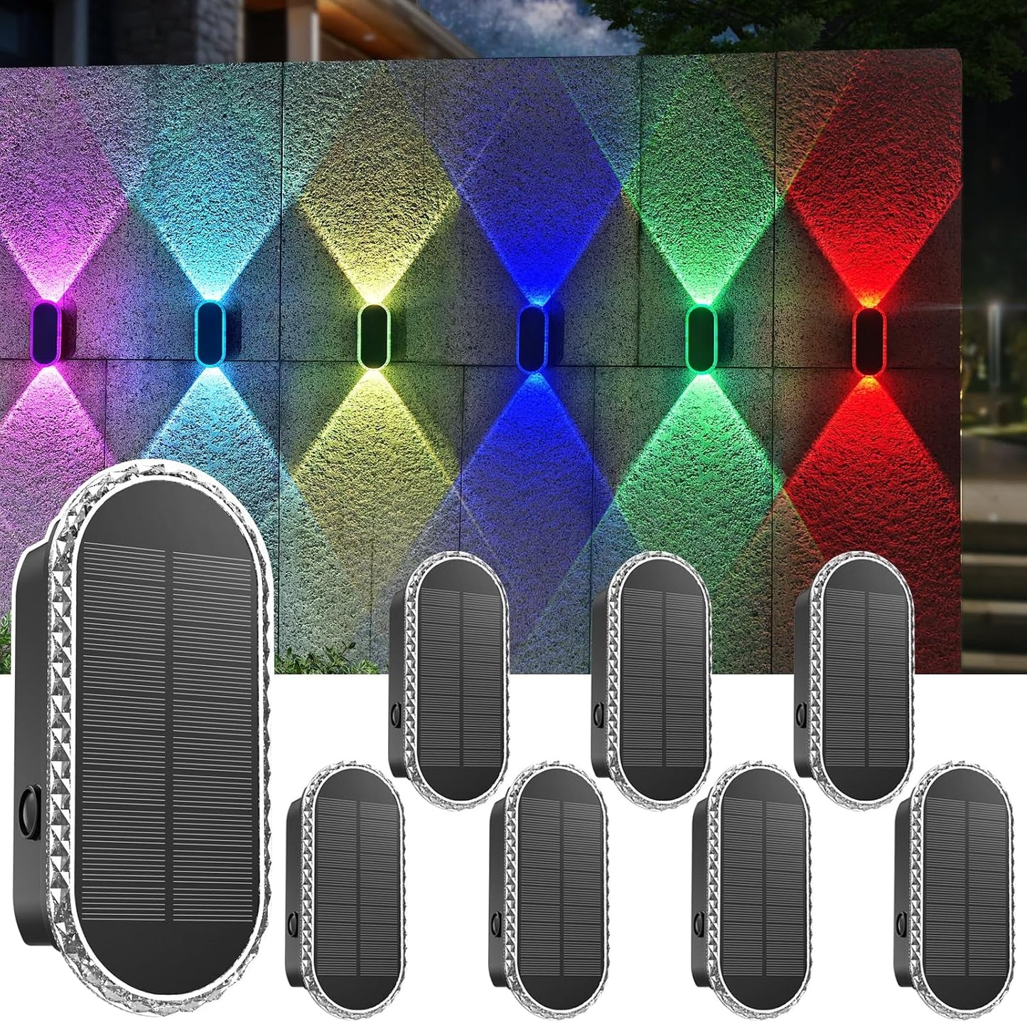 LIANGLOME - Paquete de 8 luces solares para vallas, luces solares p...