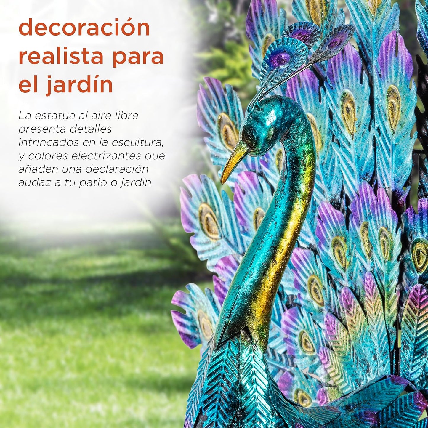Alpine Corporation JUM232 - Estatua de metal de pavorreal para exte...