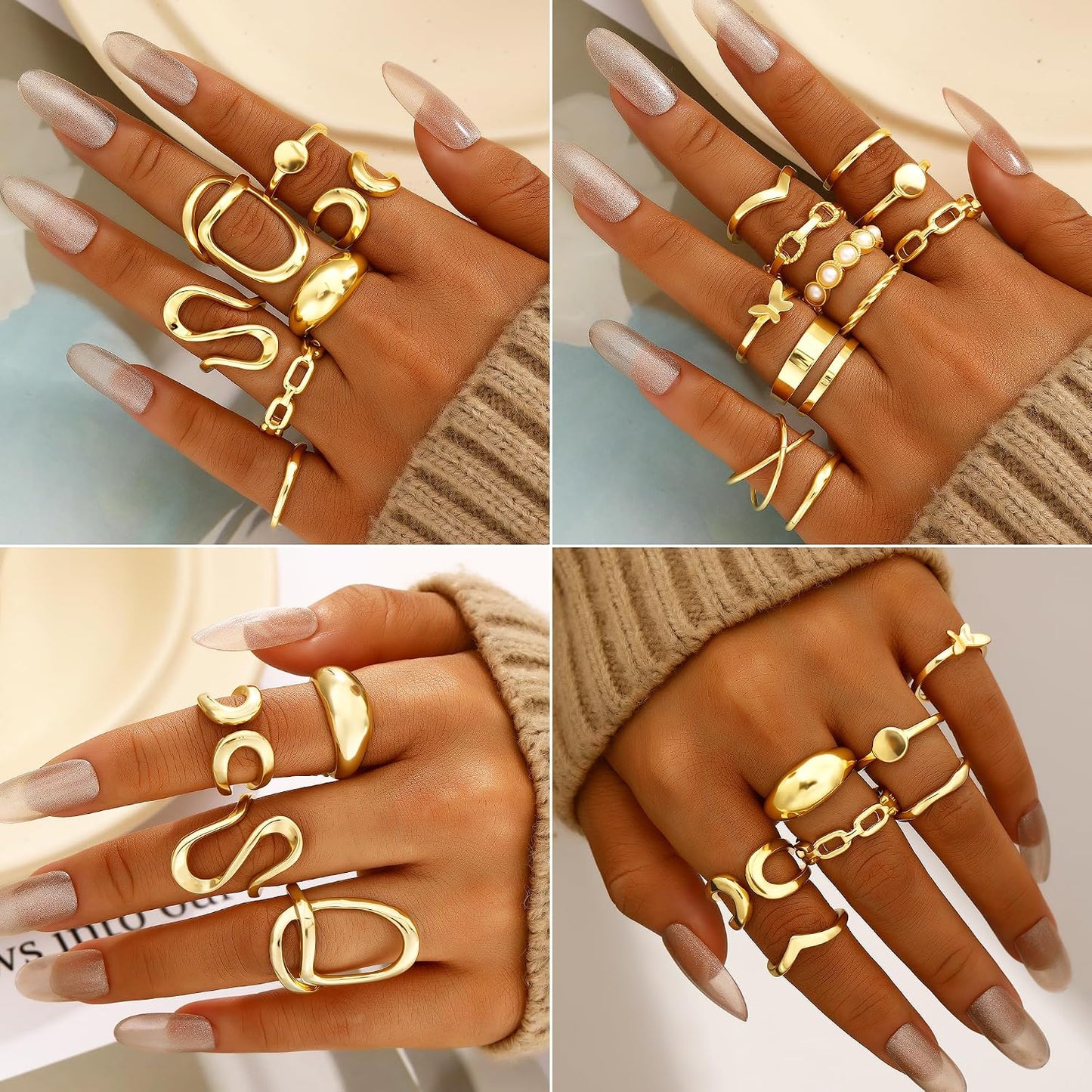 FAXHION Juego de joyas de oro para mujer, 68 piezas, con 7 collares...