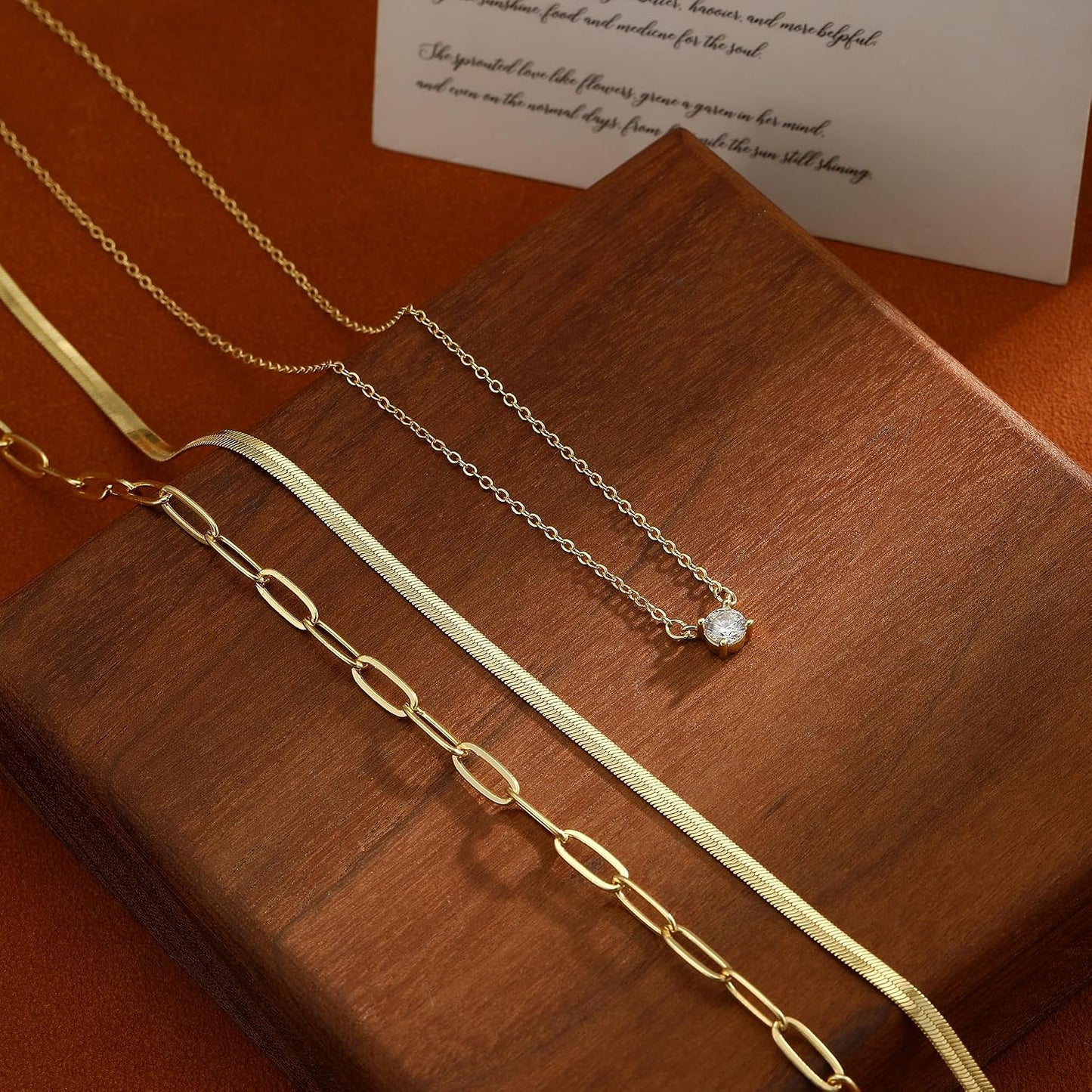 Coshilta Collares de oro en capas para mujer, chapado en plata de l...