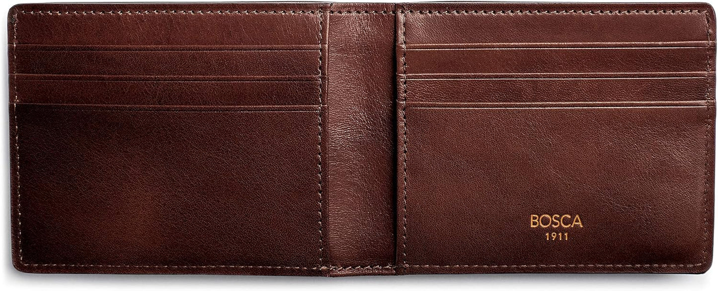 Bosca Billetera pequeña de cuero plegable para hombre, Marrón oscur...