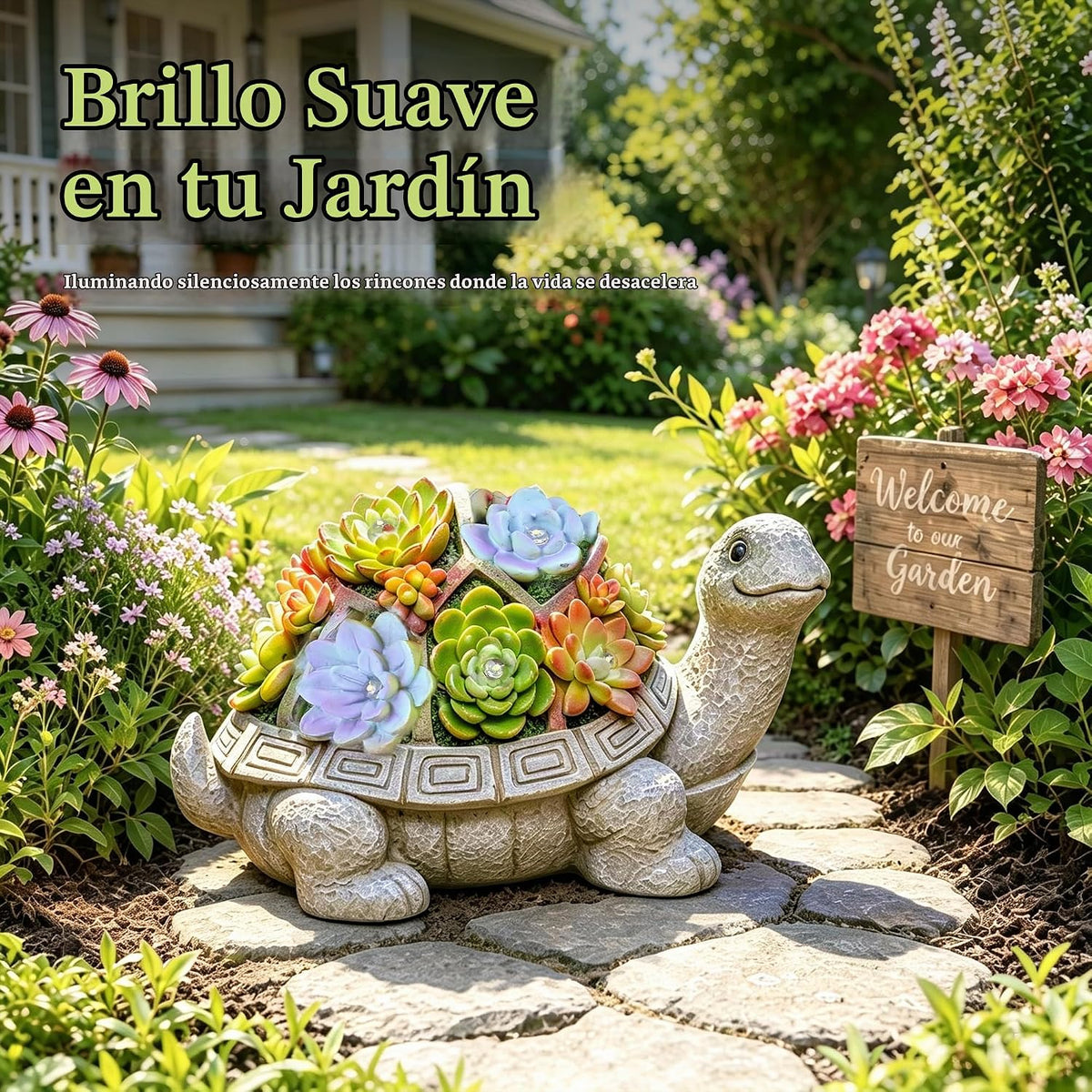 Estatuas de jardín solar GIGALUMI Figura de tortuga Luces para exte...