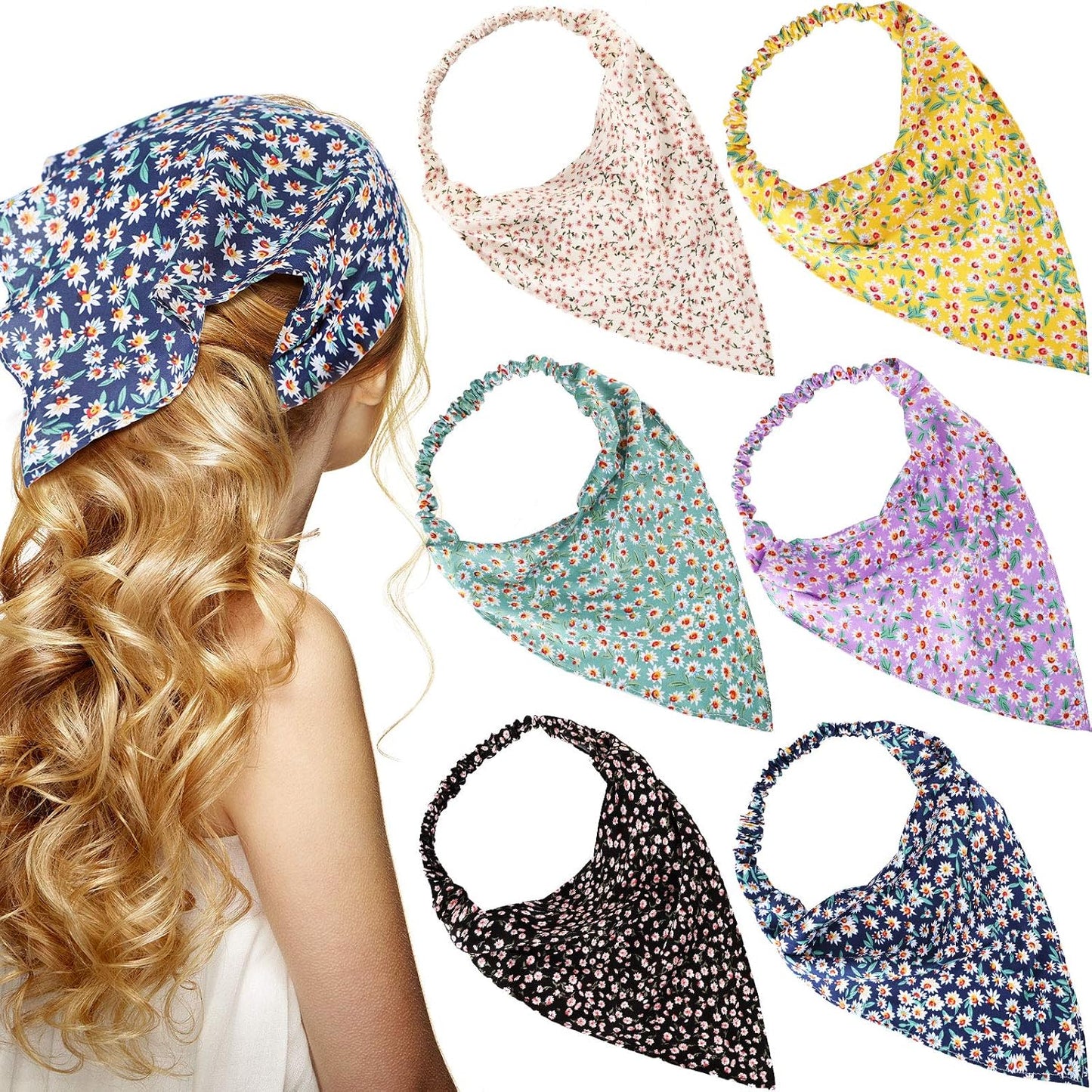 Syhood Juego de 6 pañoletas para cabello floral para mujer y niña,...