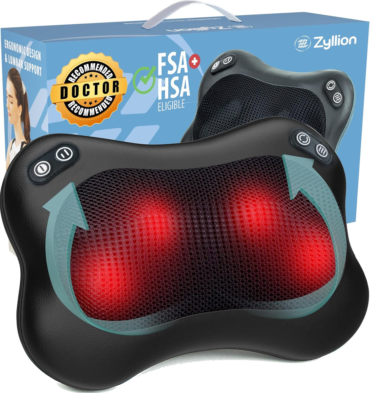 Zyllion ZMA-34 Masajeador de espalda y cuello con calor para alivia...