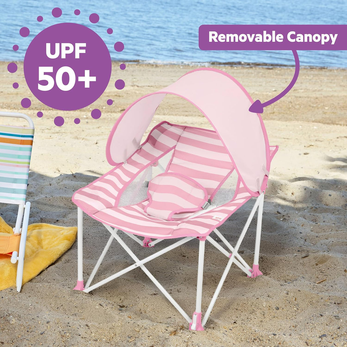 Bright Starts Pop 'N Chill Asiento portátil para bebé, toldo UP...