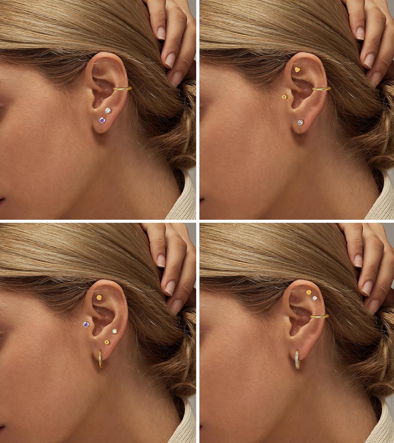 LOLIAS Aretes hipoalergénicos de espalda plana para mujer - Aretes...