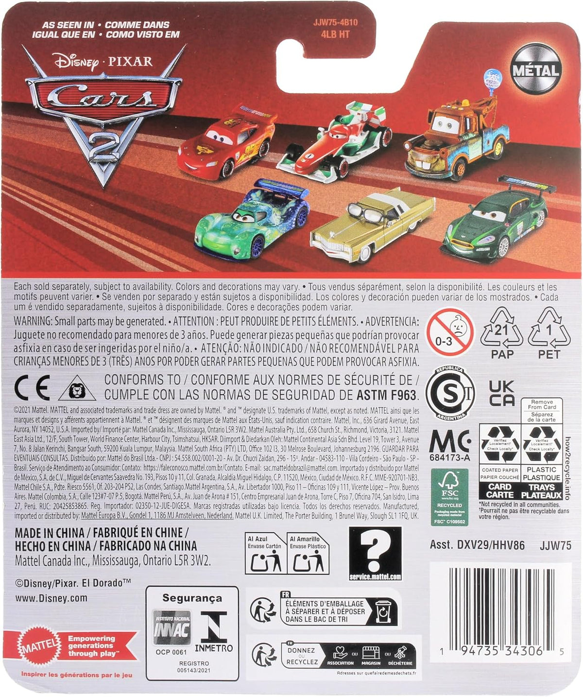 Mattel Disney Cars 2026 1:55 Escala Diecast Coche de carreras sueco...