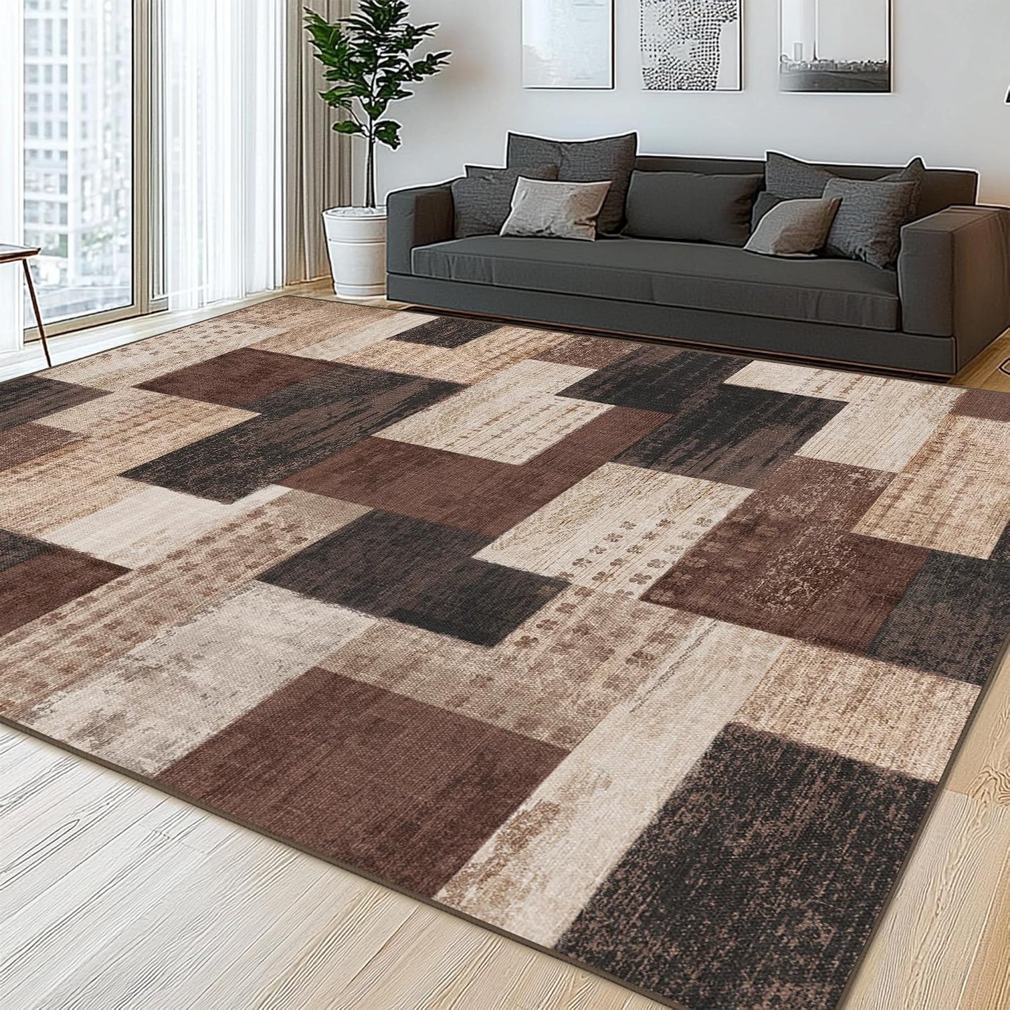 QDUIDU Alfombra moderna de retazos geométricos para interiores para...