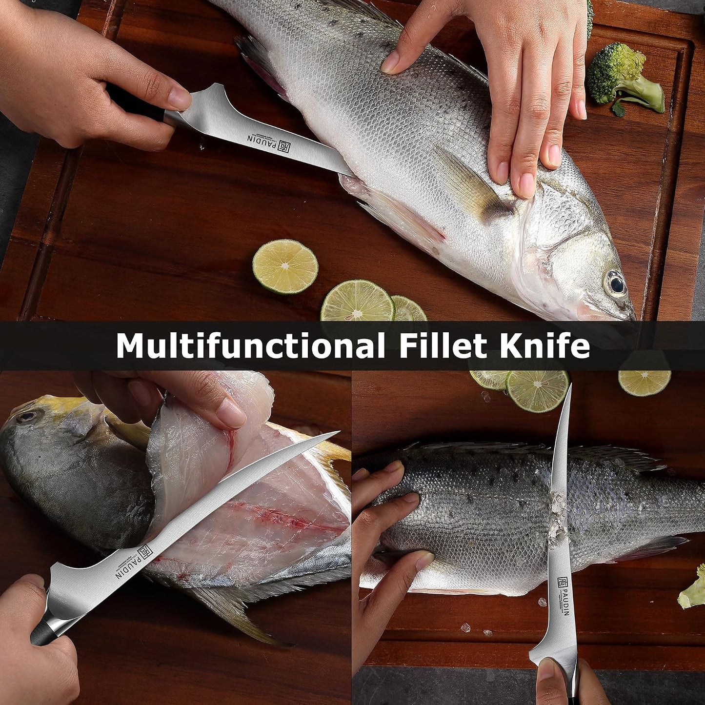 PAUDIN - Cuchillo de filetear de 7 pulgadas, cuchillo deshuesador d...