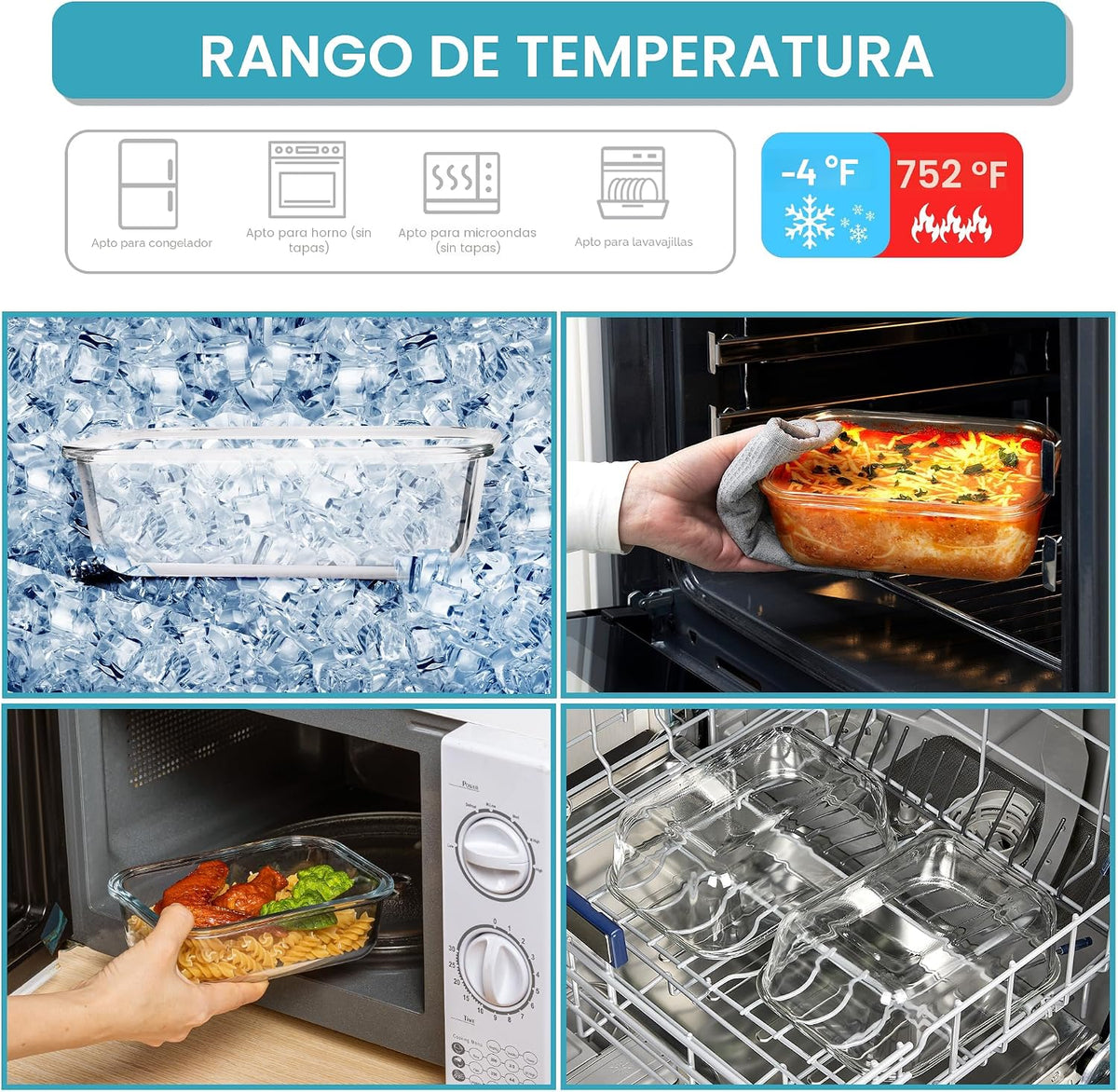 Vtopmart Paquete de 2 recipientes de almacenamiento de vidrio grand...