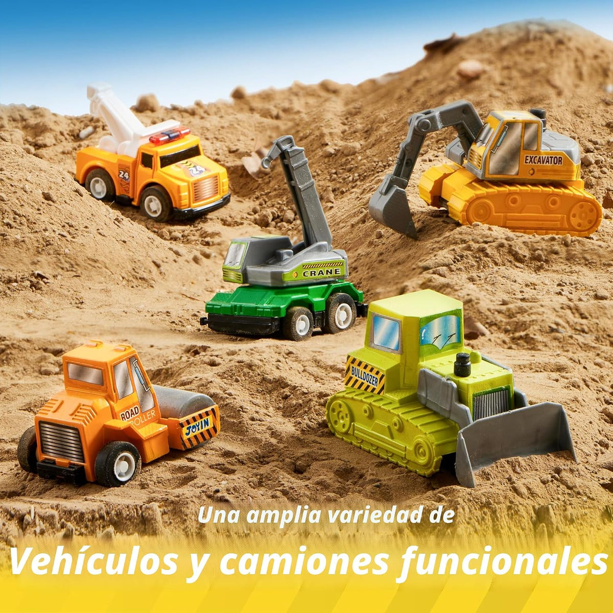 JOYIN Juego de 18 vehículos de juguete de autos y camiones de ciuda...