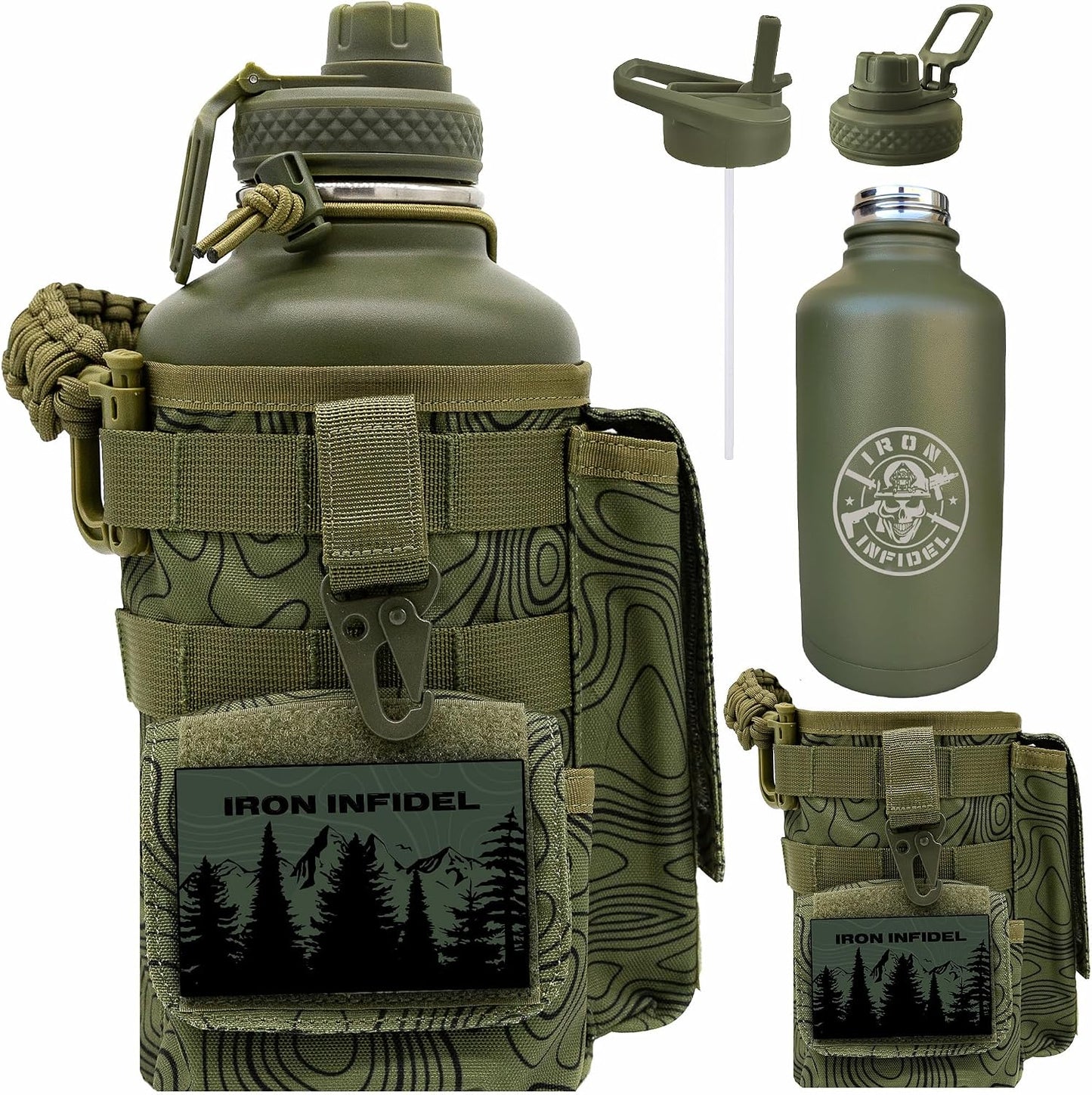 Iron Infidel Battle Bottle - Botella de agua aislada de 32 onzas co...