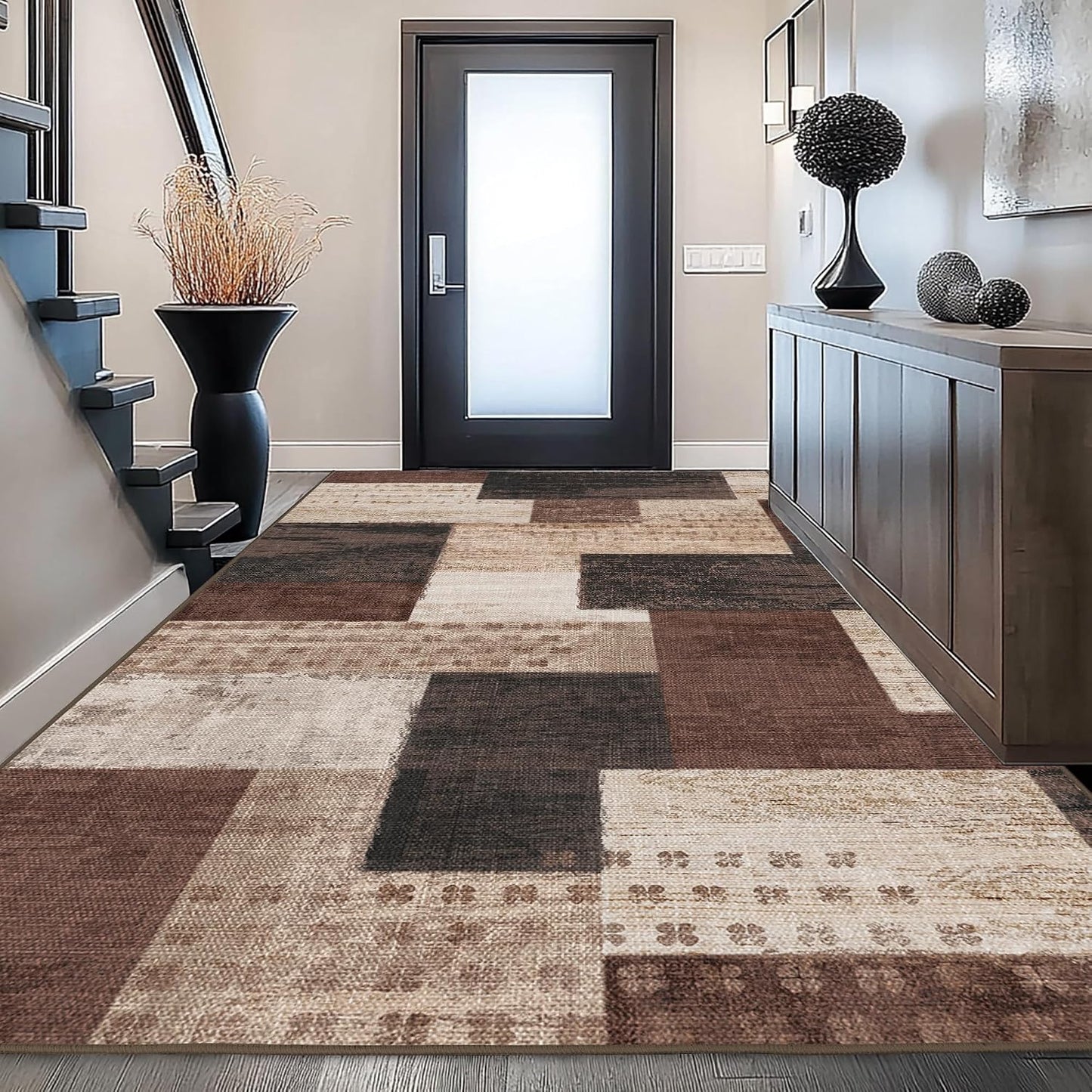 QDUIDU Alfombra moderna de retazos geométricos para interiores para...