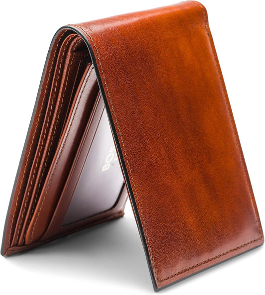 Bosca Bifold para hombre con tarjeta\/solapa de identificación, Ámbar