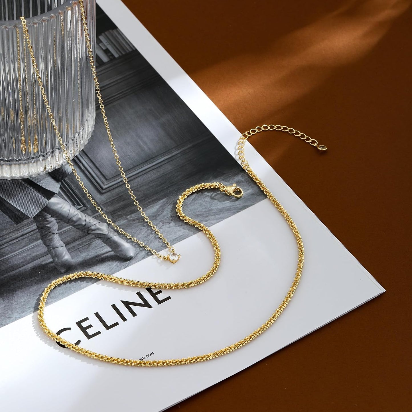 MIDEEO Collares en capas de oro para mujer, chapado en oro de 14 qu...
