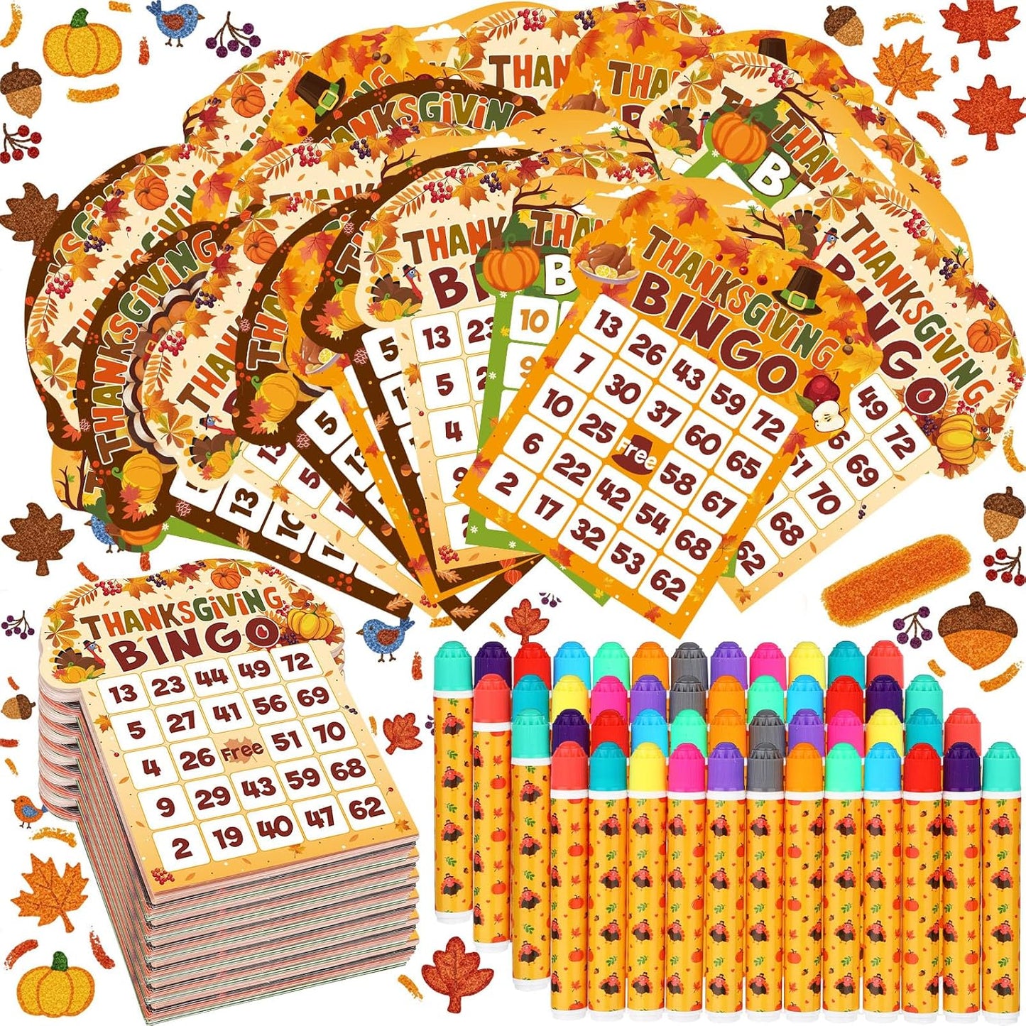 Eersida Paquete de 192 tarjetas de juego de bingo y juego de dauber...